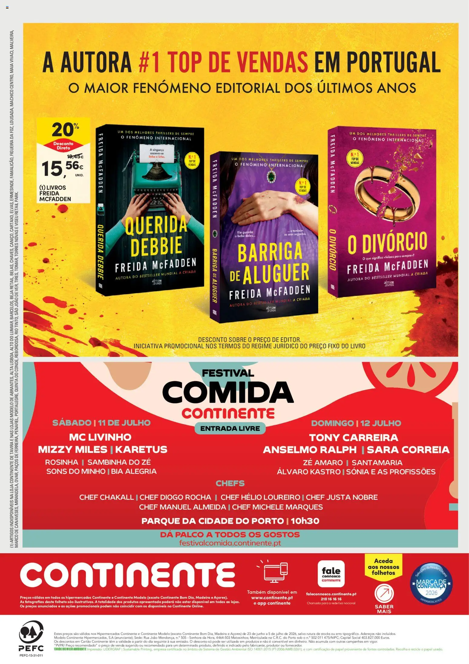 Continente - Feira do Livro  Abre espaço para a distração │ válido de 23/06/2026 | Página: 16 | Produtos: Top