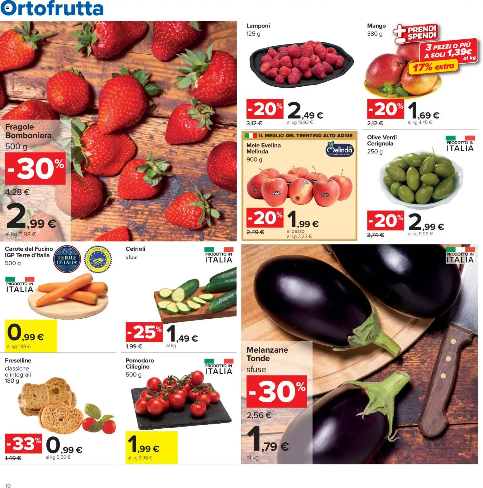 Volantino Carrefour del 19.05.2026 | Pagina: 10 | Prodotti: Mele, Pomodoro, Olive, Melanzane