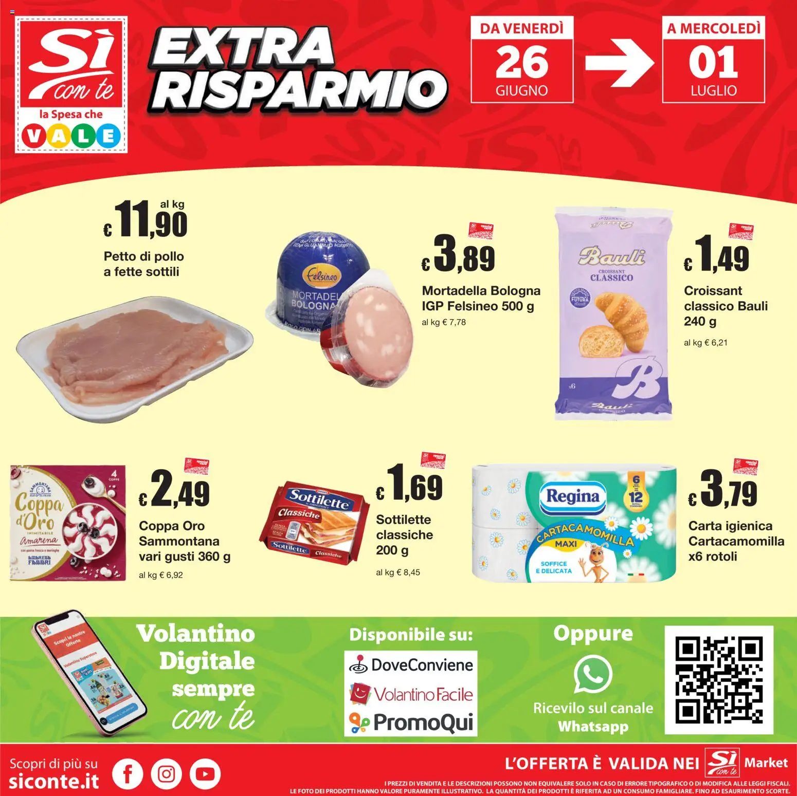 Volantino Sì con Te del 18.06.2026 | Pagina: 16 | Prodotti: Petto di Pollo, Tè, Pasta, Croissant