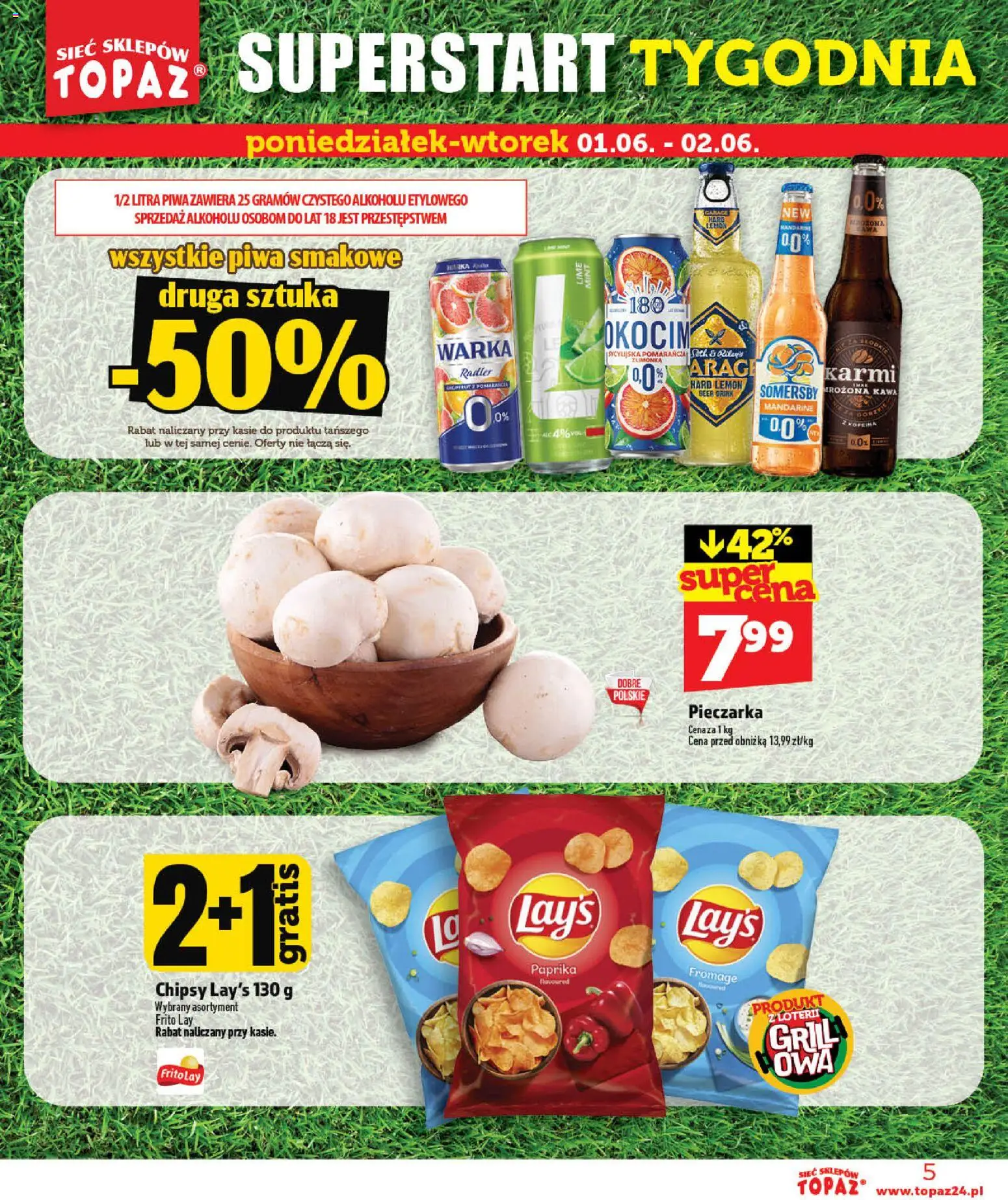 Topaz gazetka - Otwarcie Stoczek Łukowski od 30.05.2026 | Strona: 5 | Produkty: Chipsy, Warka, Kawa, Somersby