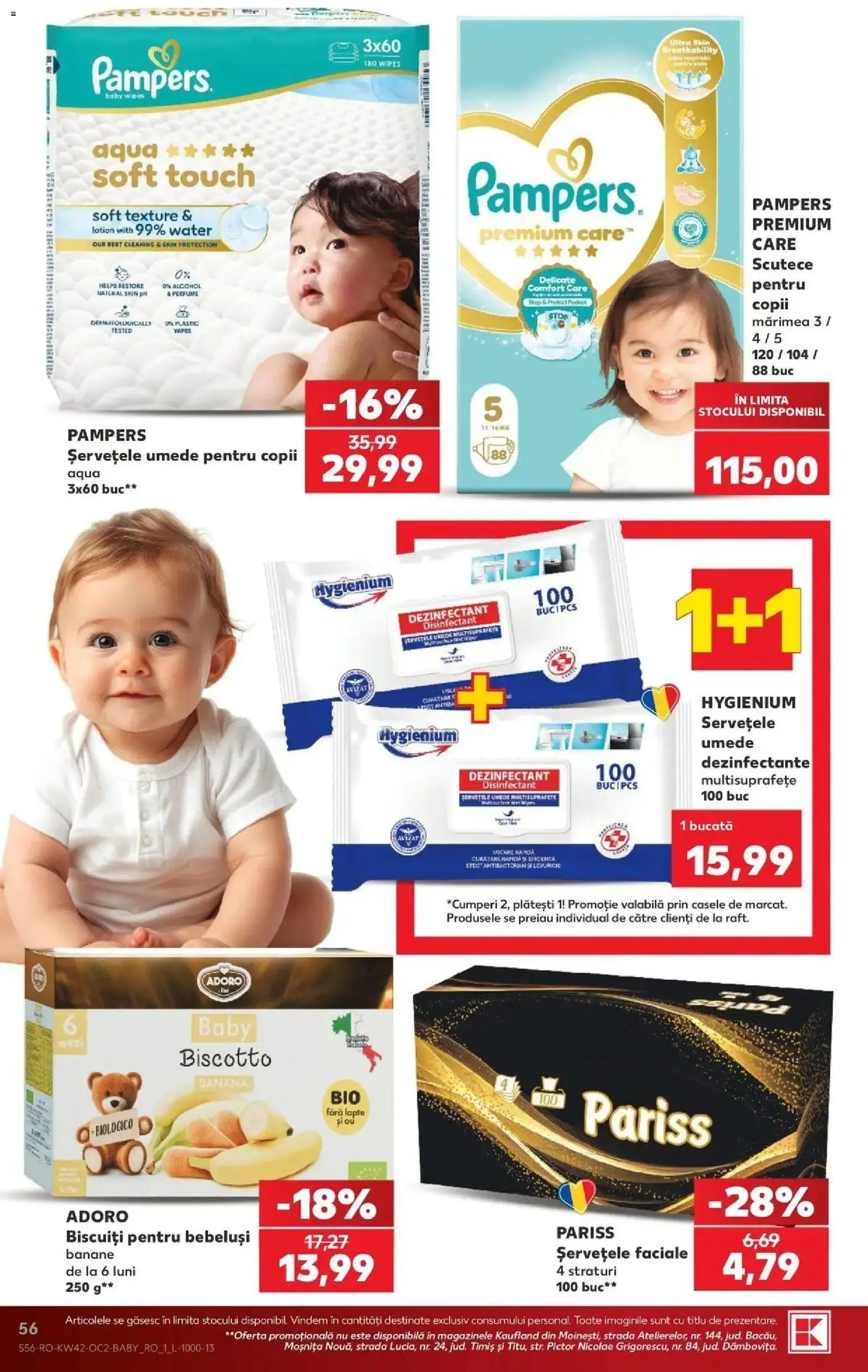 Kaufland Târgu Mureș 14.10.2026 - Revista si Oferta | Pagină: 56 | Produse: Baby, Pampers, Lapte, Biscuiți