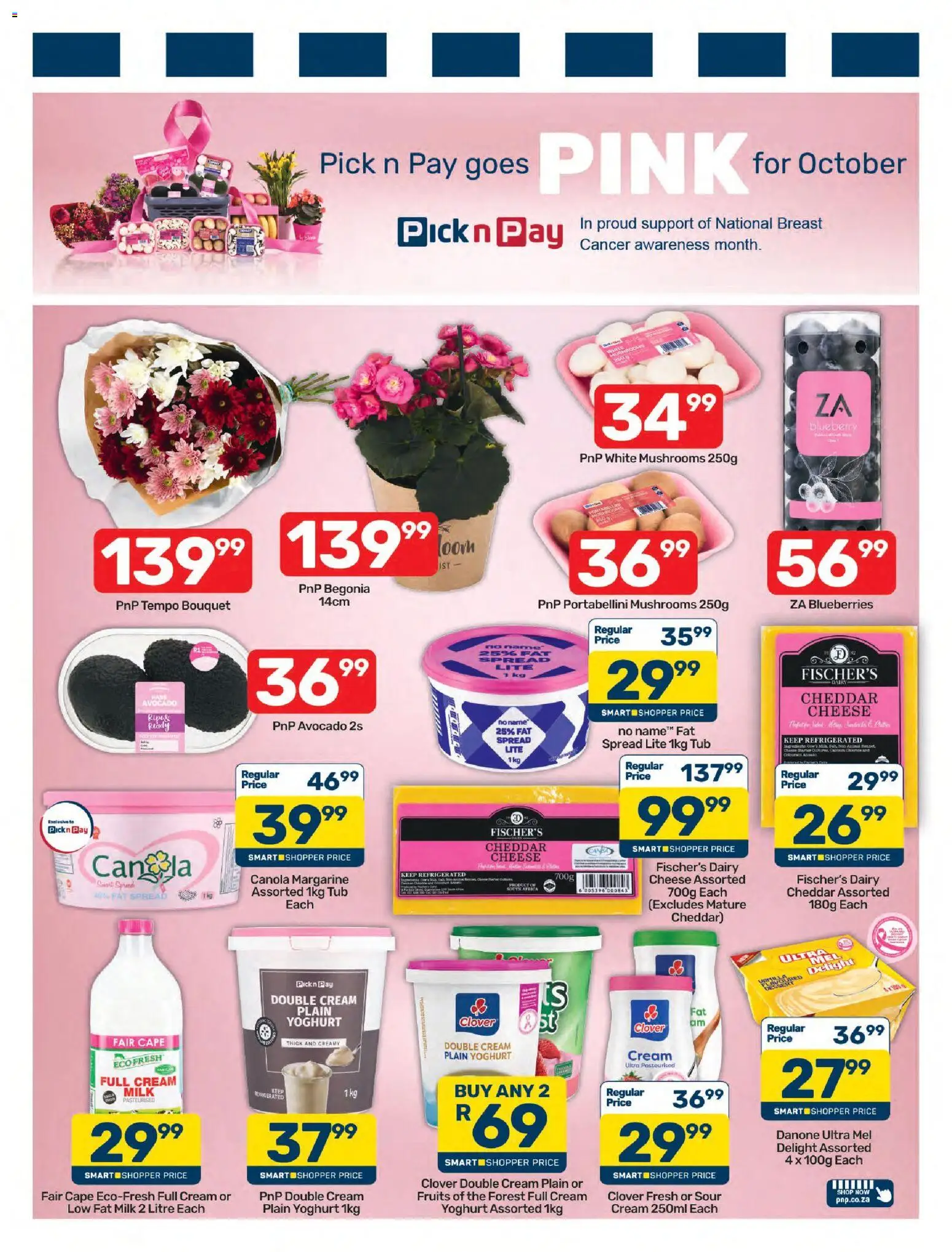 New Pick n Pay catalogue – valid from 12/10/2026 | Page: 5 | Products: Mushrooms, Spread, Avocado, Cheese