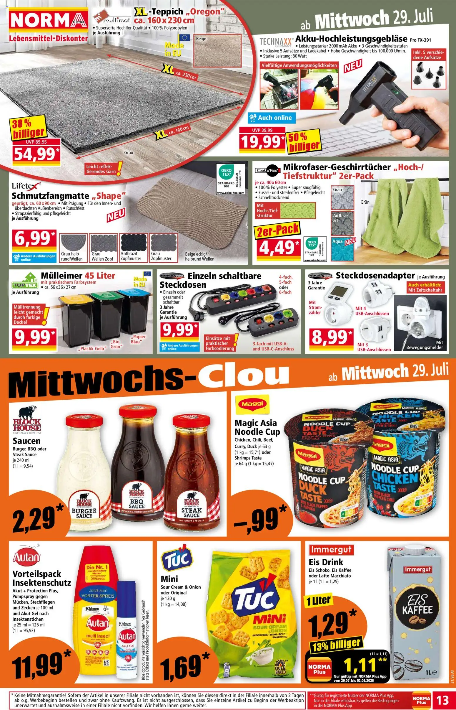 Norma Flugblatt gültig ab 27.07.2026 | Seite: 13 | Produkte: Eis, Burger, Chili, Kaffee