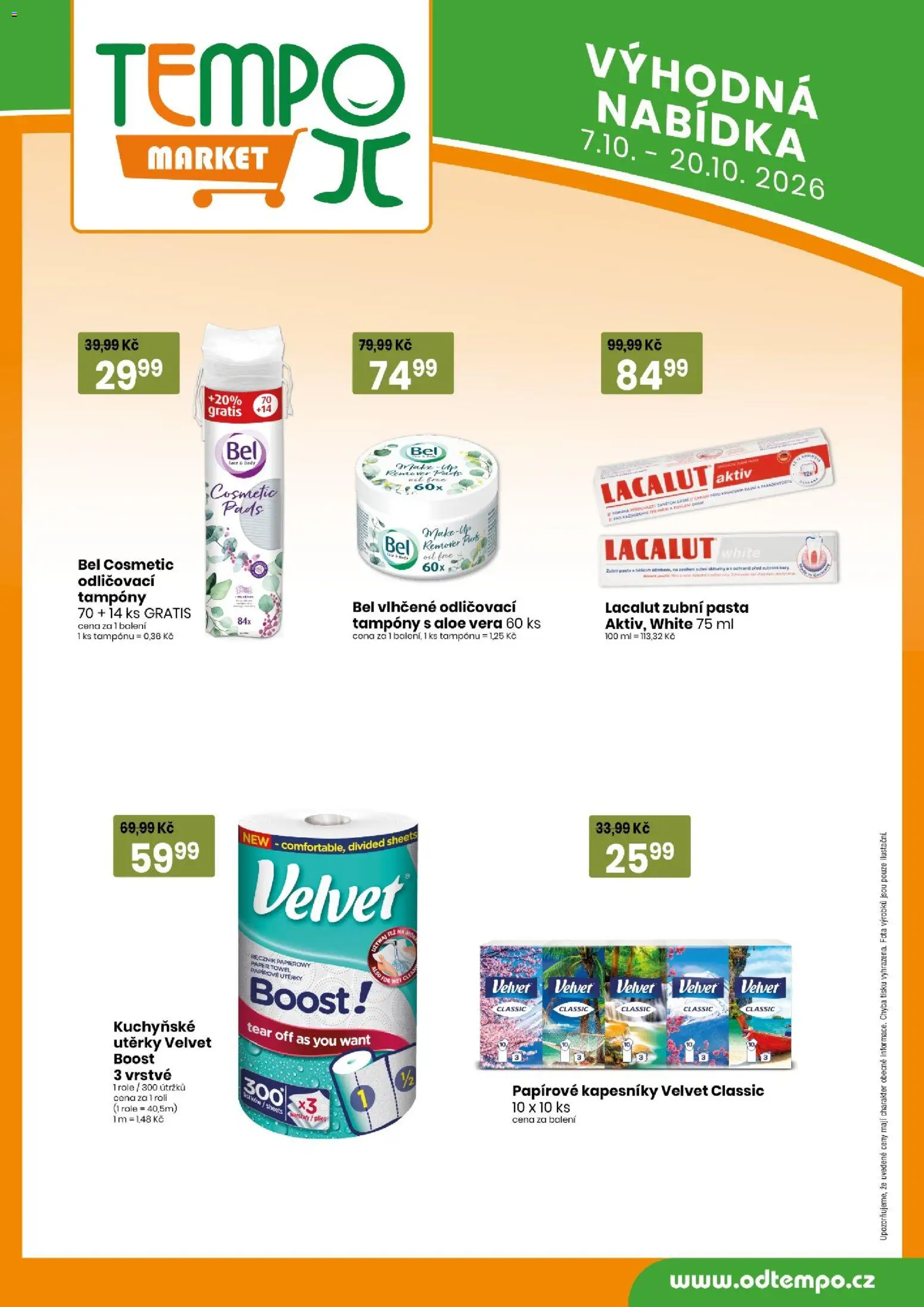 Tempo leták od 07.10.2026 | Strana: 10 | Produkty: Zubní pasta, Utěrky, Papírové utěrky, Body