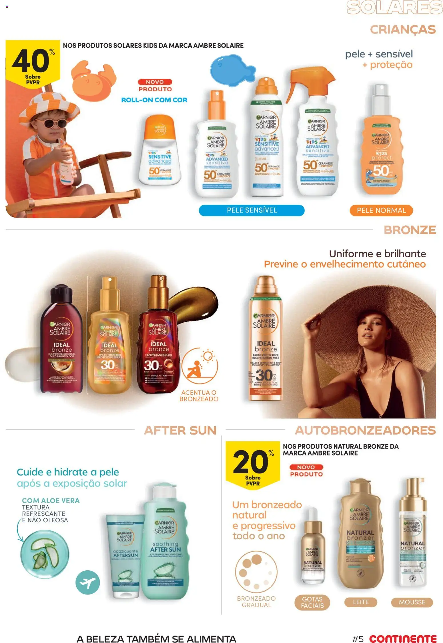 Continente Beleza Brilho com sabor a verão │ válido de 07/07/2026 | Página: 5 | Produtos: Bronzeador, Bronzer, Leite, Óleo