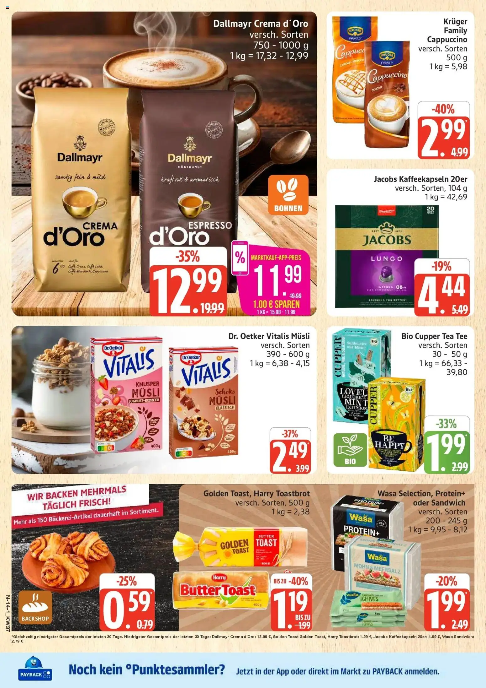Marktkauf Prospekt Buxtehude (ab 07.09.2026) » Angebote online | Seite: 14 | Produkte: Musli, Toast, Dallmayr, Tee
