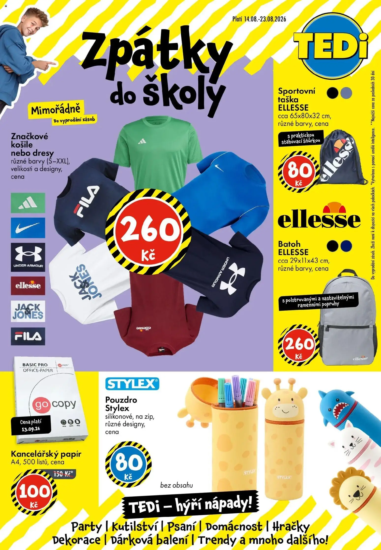 TEDi leták - Přerov od 14.08.2026 - akční nabídka | Strana: 1 | Produkty: Batoh, Pouzdro, Taška, Hračky