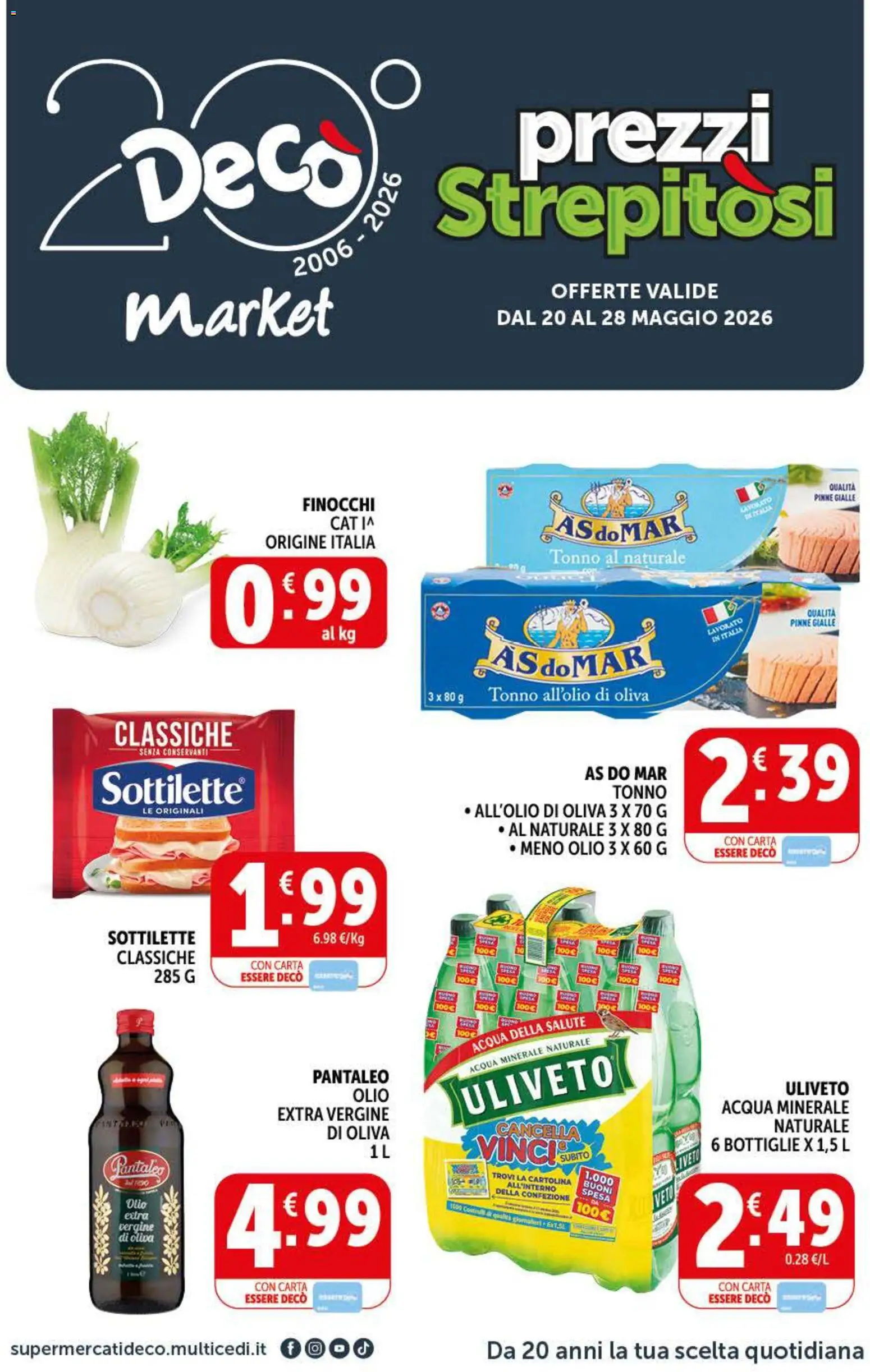 Volantino Decò del 20.05.2026 | Pagina: 1 | Prodotti: Acqua, Tonno, Tonno al naturale, Finocchi