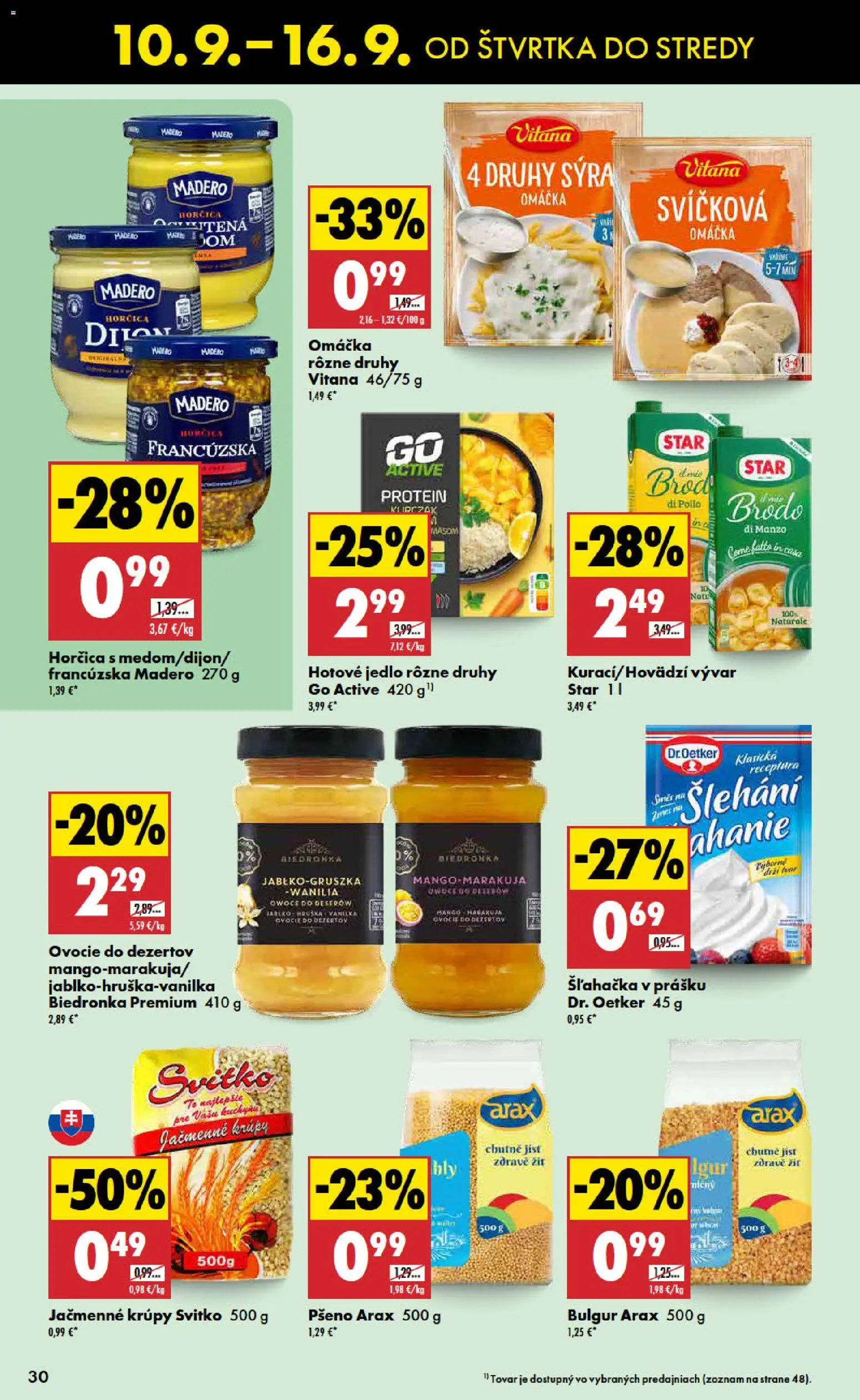 Nové Biedronka akcie – leták je platný od 10.09.2026 | Strana: 30 | Produkty: Krúpy, Omáčka, Horčica, Mango