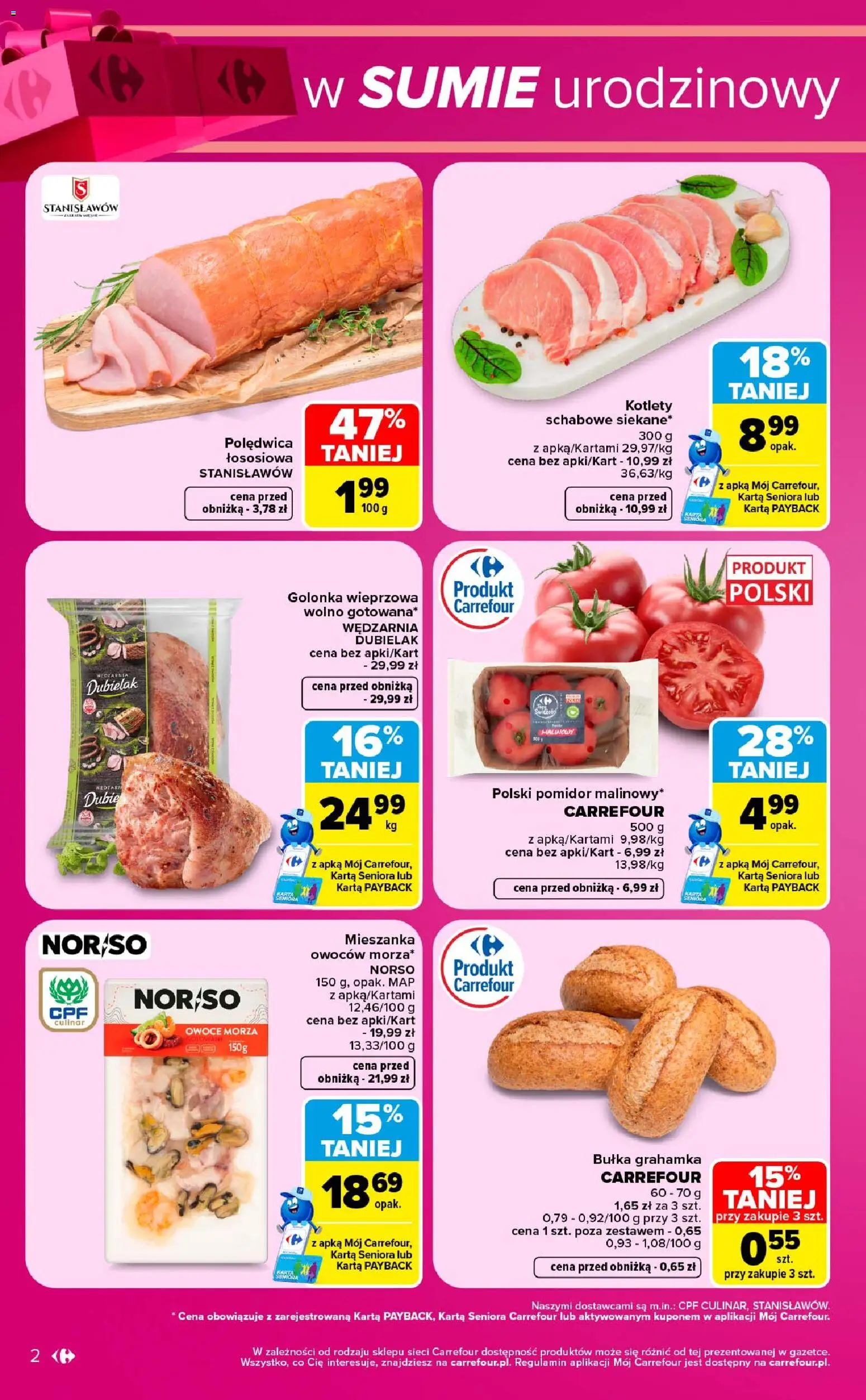 Carrefour gazetka - Weekend okazji od 15.10.2026 | Strona: 2 | Produkty: Golonka, Bułka, Bułka grahamka, Owoce morza