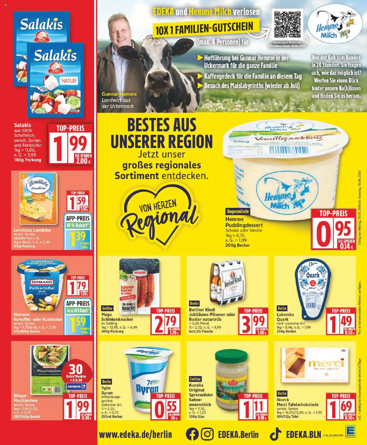 Edeka Prospekt 	 – gültig ab 13.04.2026 | Seite: 9 | Produkte: Quark, Burger, Maultaschen, Salat