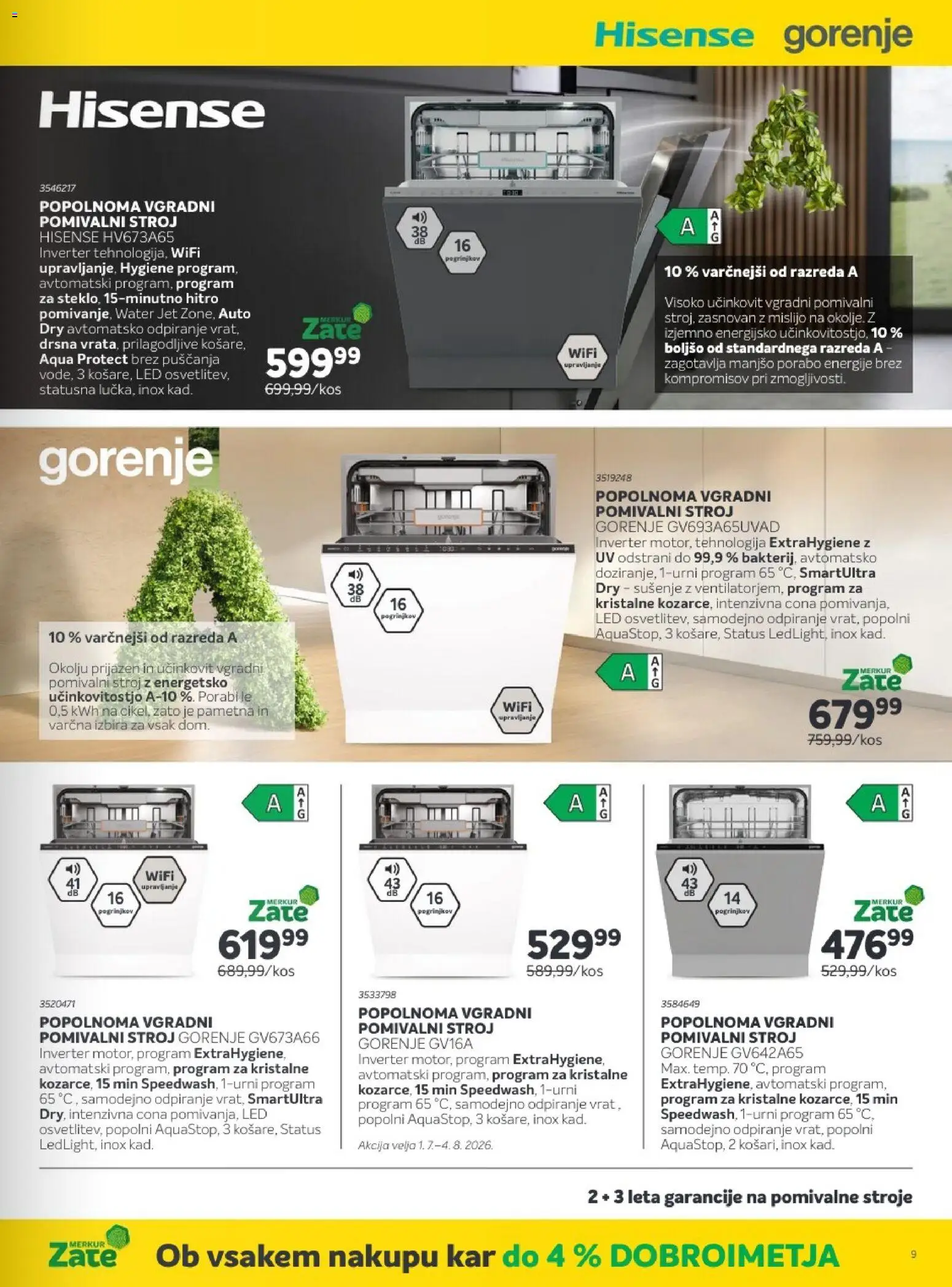 Novi Merkur katalog ponudbe – veljaven od 17.06.2026 | Stran: 9 | Izdelki: Pomivalni stroj, Vgradni pomivalni stroj