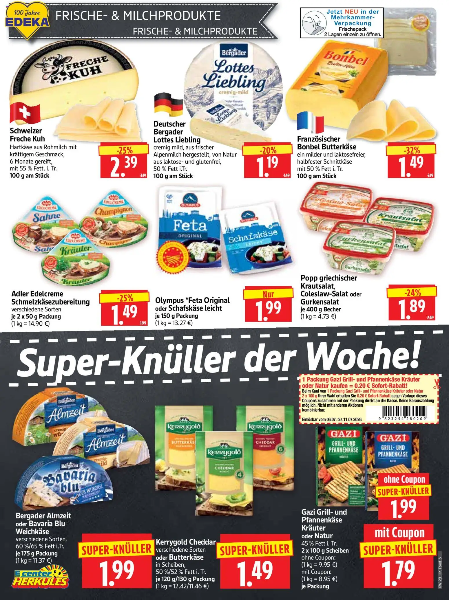 HERKULES Prospekt – gültig ab 06.07.2026 | Seite: 6 | Produkte: Grill, Feta, Sahne, Schafskase