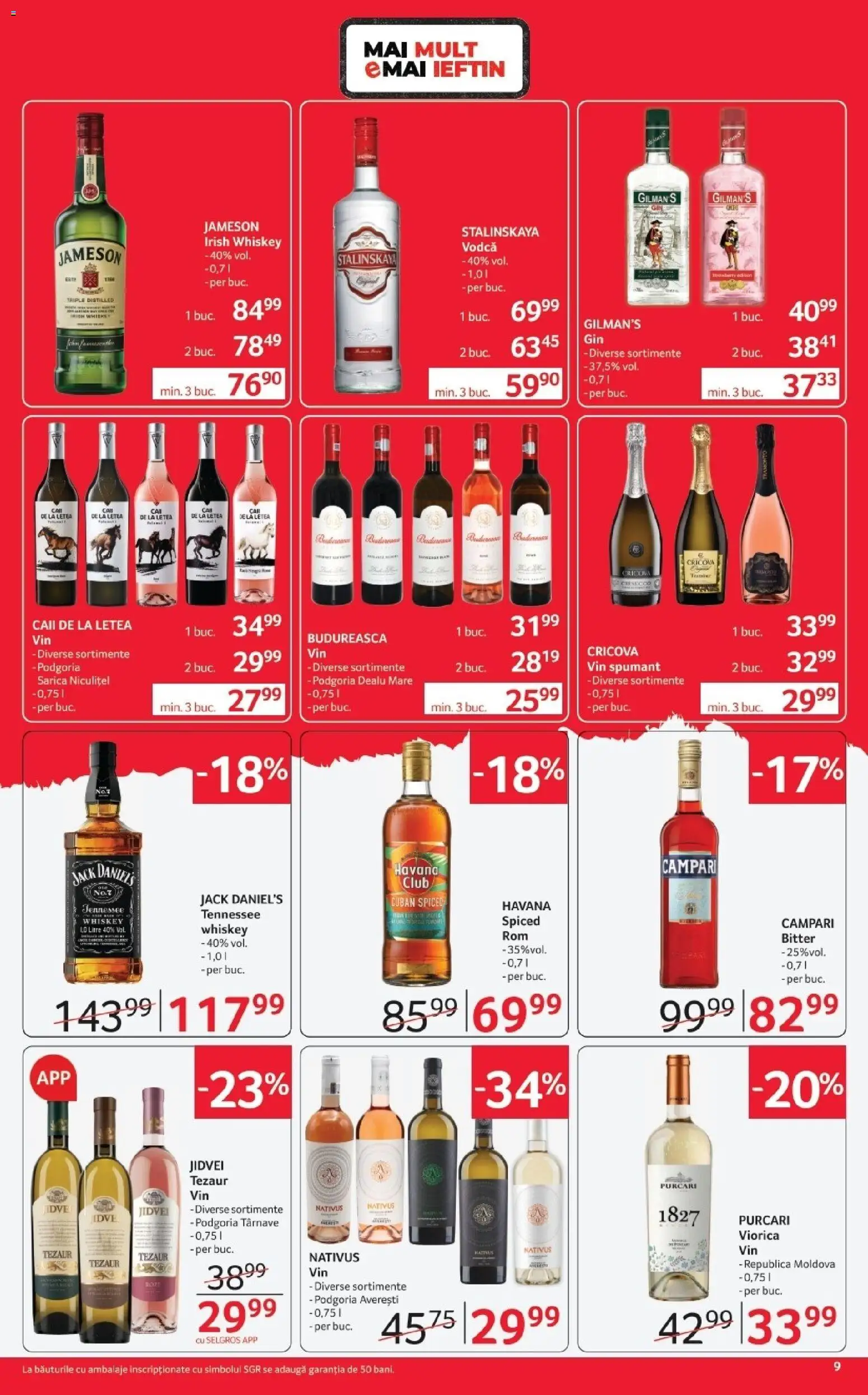 Noul catalog Selgros – valabil de la 17.04.2026 | Pagină: 9 | Produse: Su ısıtıcı, Vin, Whiskey