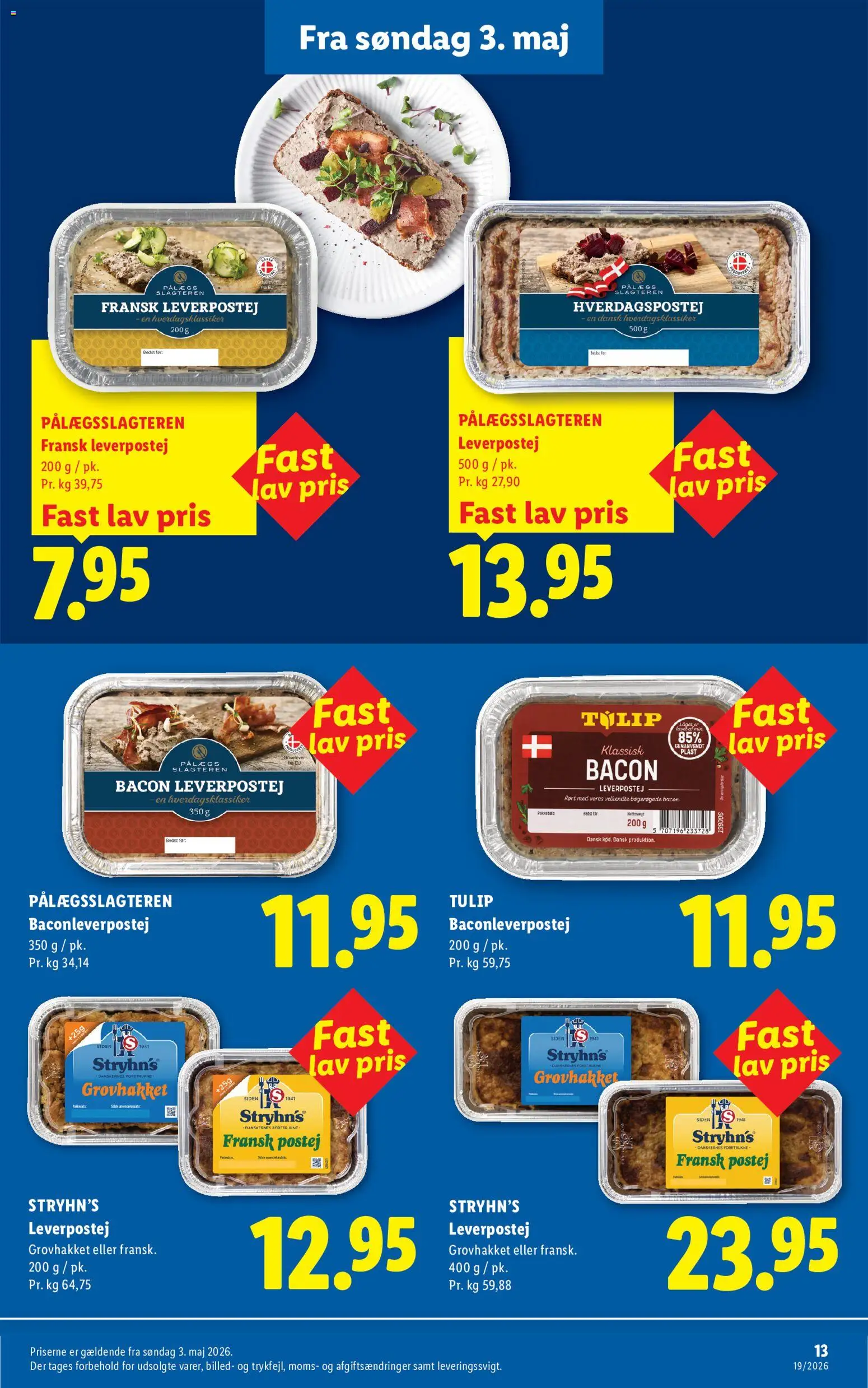 Lidl tilbudsavis – gyldig fra 03.05.2026 | Side: 13 | Produkter: Leverpostej, Is, Bacon