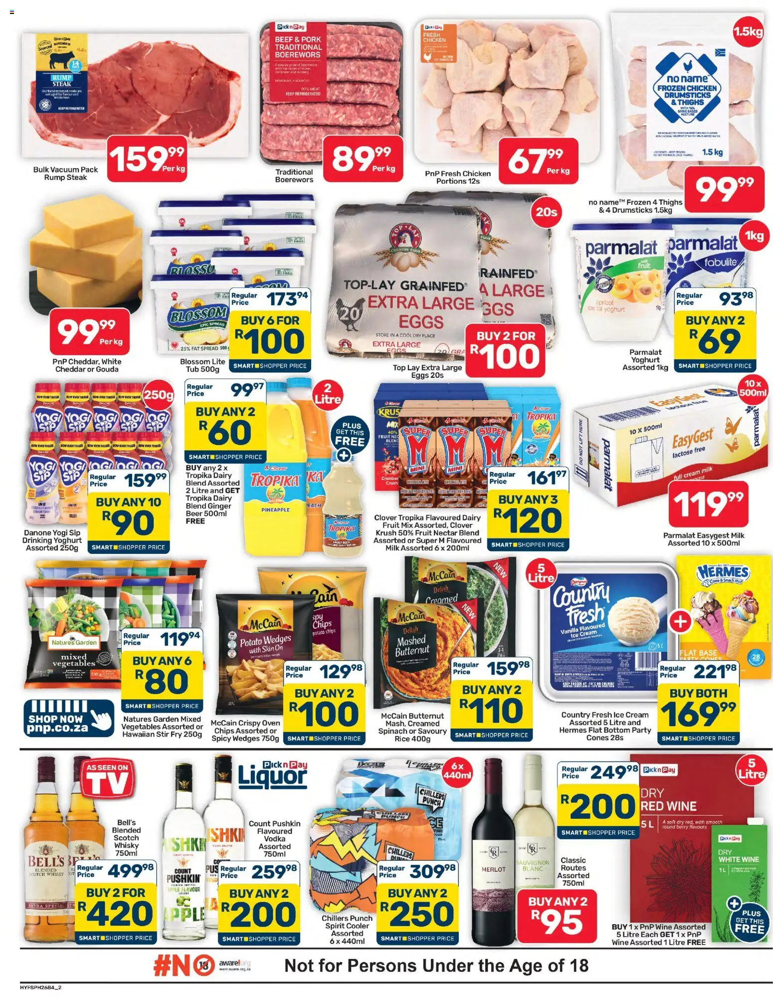 New Pick n Pay catalogue – valid from 25/07/2026 | Page: 2 | Products: Cooler, Eggs, Beer, Fat spread