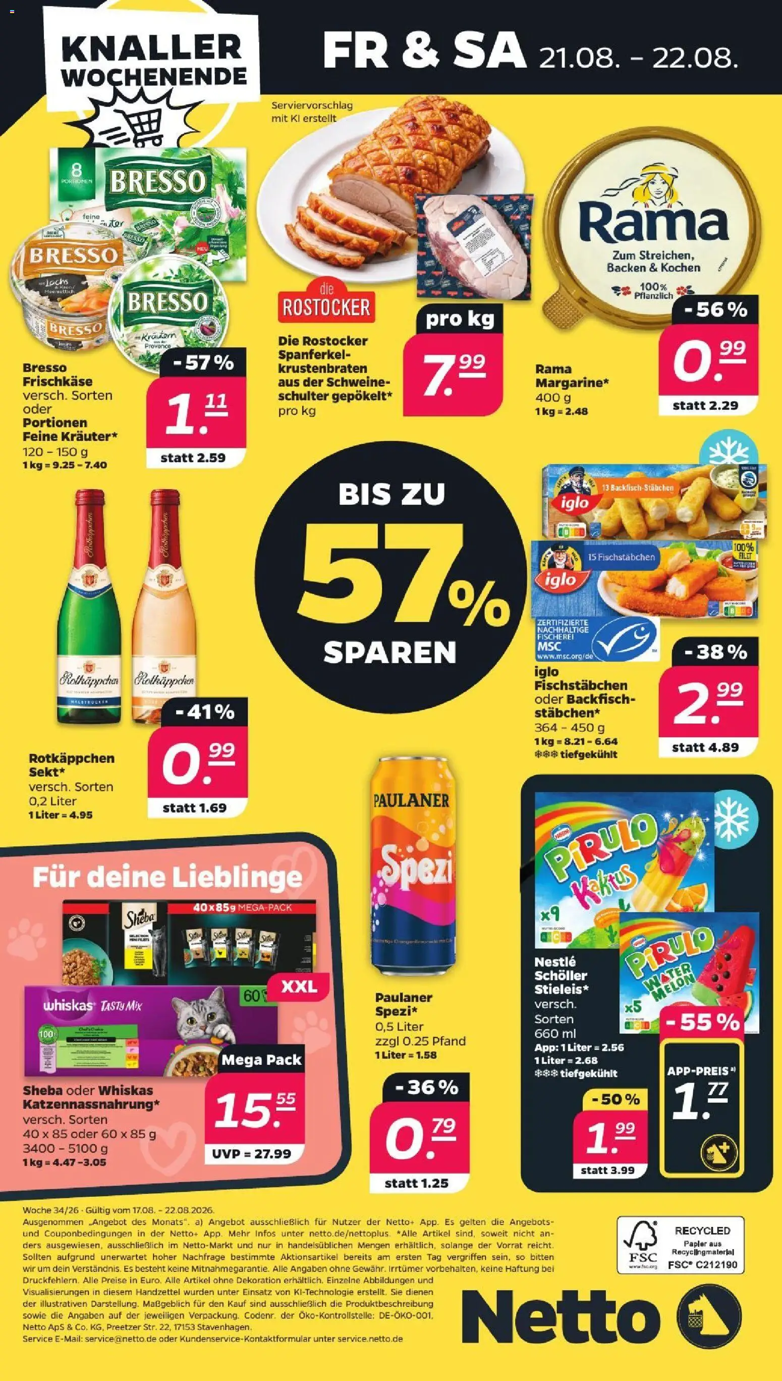 Netto Prospekt – gültig ab 17.08.2026 | Seite: 32 | Produkte: Lachs, Schulter, Rotkäppchen, Frischkase