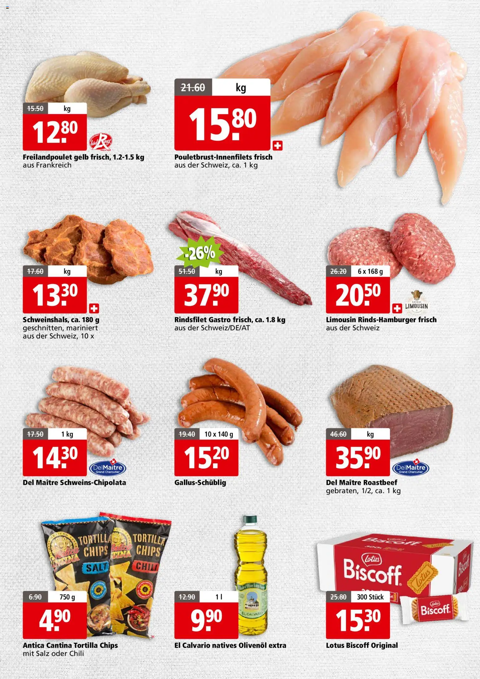 Aligro aktionen Business Chavannes, Matran, Genf, Sitten – gültig ab 17.08.2026 | Seite: 3 | Produkte: Chili, Chips, Salz, Roastbeef