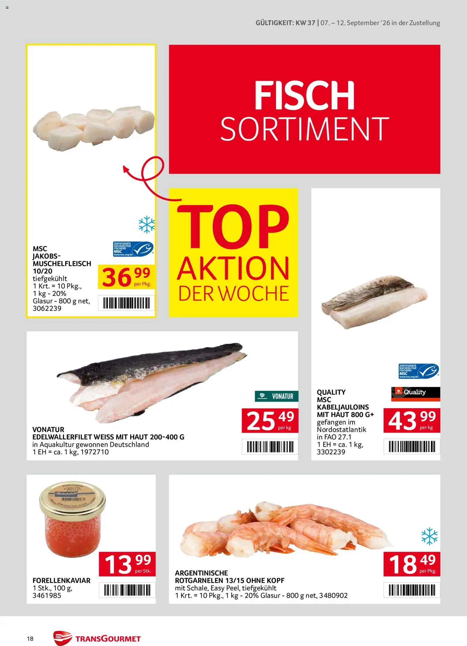 Transgourmet Zustellaktion - Broschüre gültig ab 07.09.2026 | Seite: 18 | Produkte: Fisch