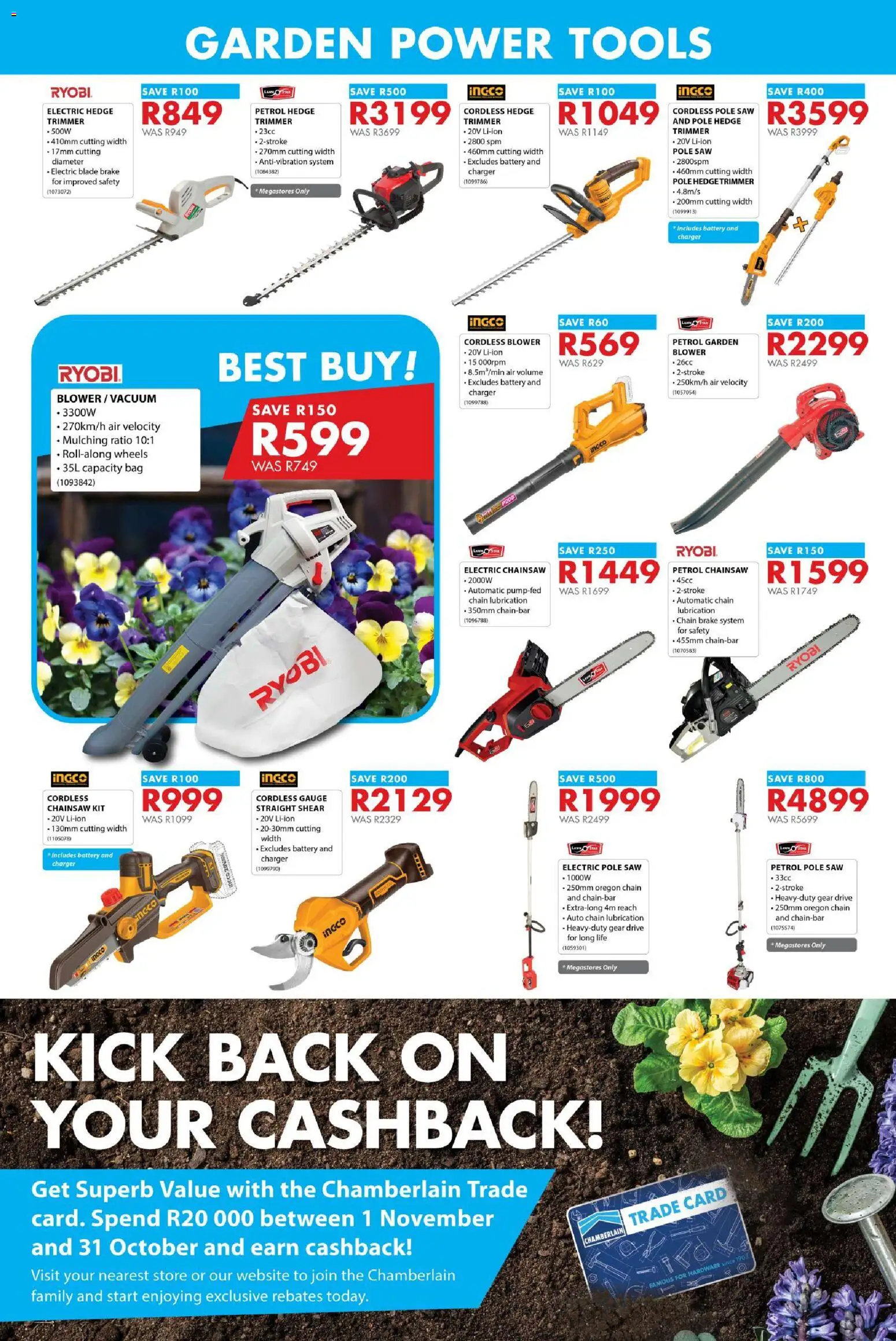 New Chamberlain catalogue – valid from 13/08/2026 | Page: 10 | Products: Bag, Chainsaw, Battery, Charger