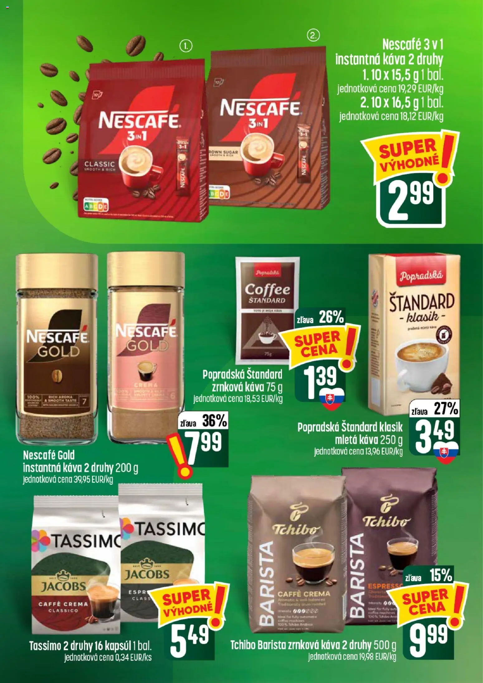 Nové COOP Jednota akcie – leták je platný od 30.07.2026 | Strana: 45 | Produkty: Káva, Barista, Tassimo, Zrnková káva