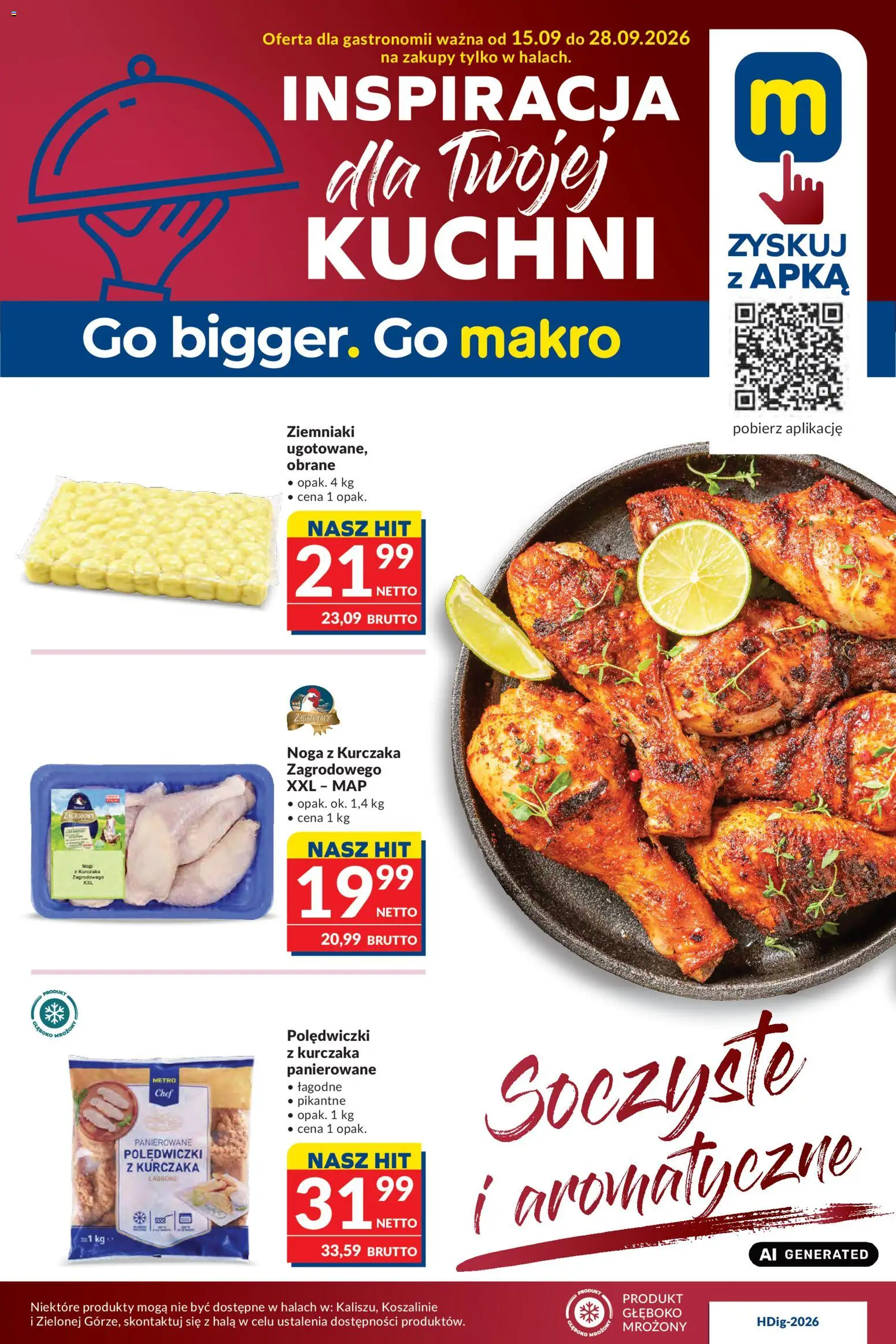 Makro gazetka - Oferta dla gastronomii od 15.09.2026 | Strona: 1 | Produkty: Polędwiczki z kurczaka, Polędwiczki, Ziemniaki
