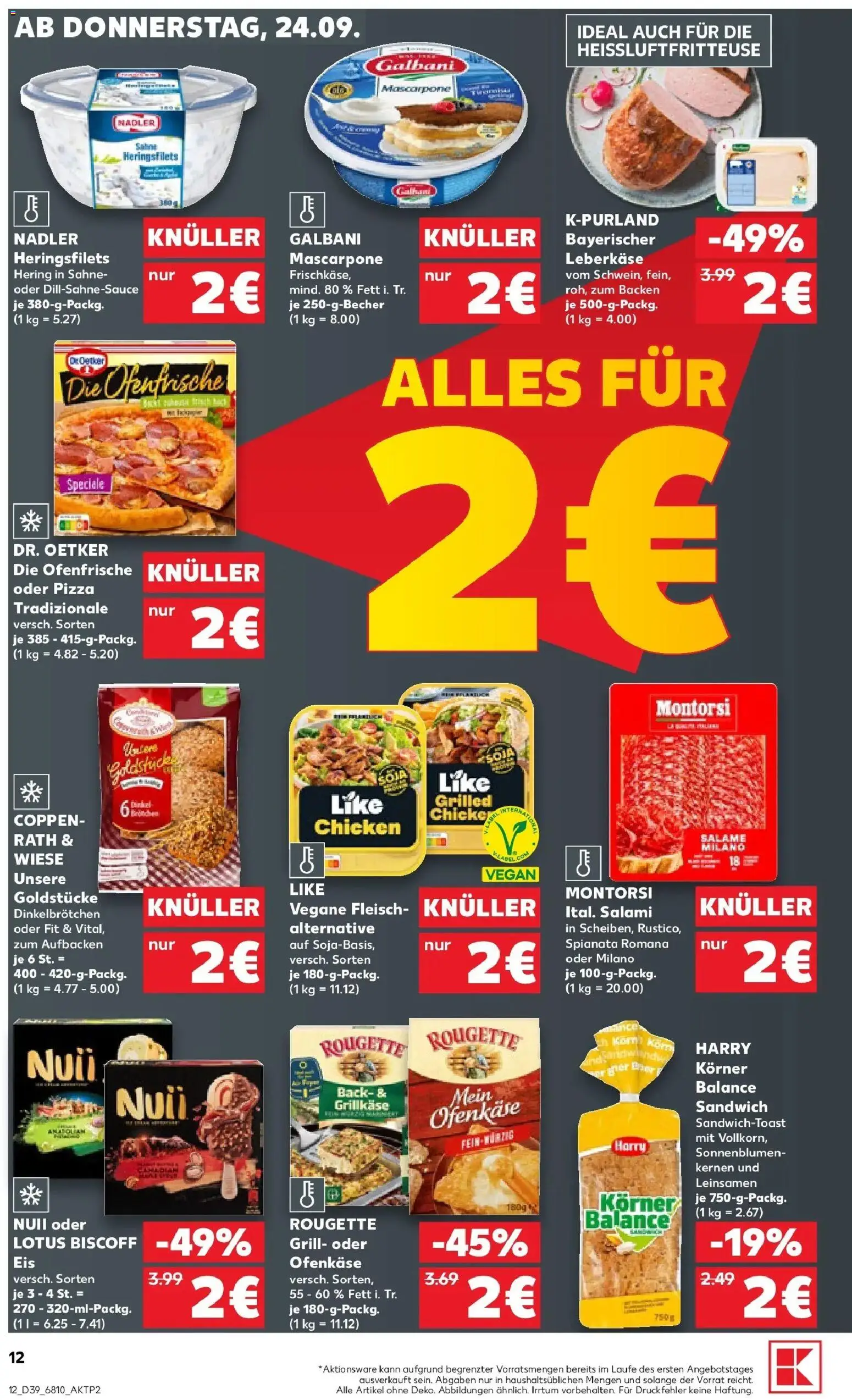 Prospekt Kaufland ab 21.09.2026 » Angebote Online zum Blättern | Seite: 24 | Produkte: Mascarpone, Pizza, Heißluftfritteuse, Sahne