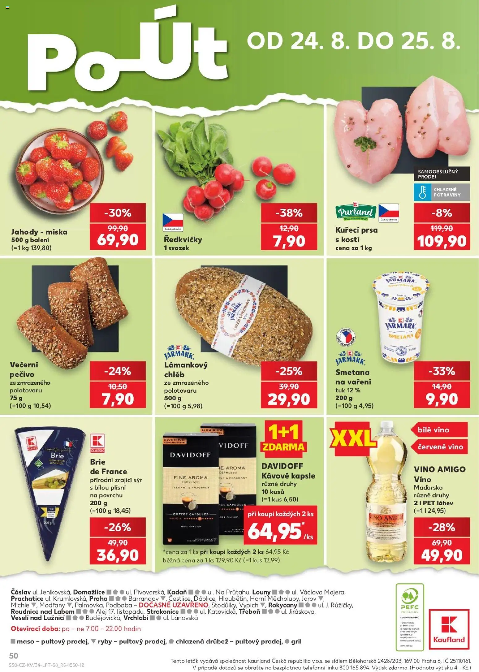 Kaufland leták - Praha 8 od 19.08.2026 | Strana: 50 | Produkty: Drůbež, Kávové kapsle, Pečivo, Láhev