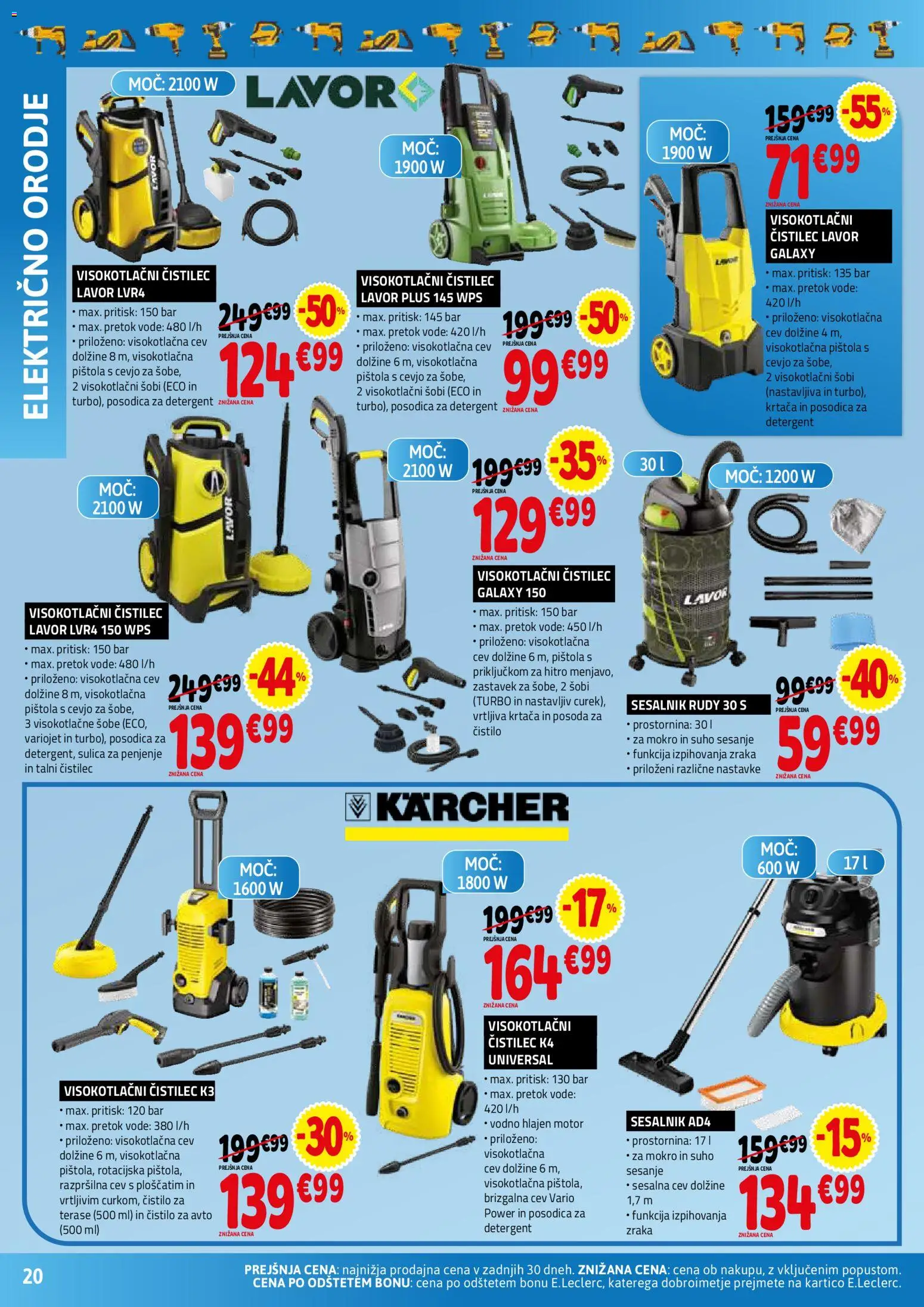 Novi E.leclerc katalog ponudbe – veljaven od 02.09.2026 | Stran: 20 | Izdelki: Krtaca, Detergent, Sesalnik, Razpršilna cev