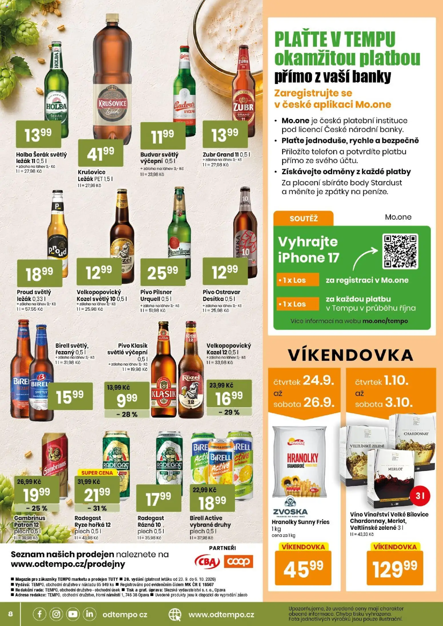 TEMPO leták - market od 23.09.2026 | Strana: 8 | Produkty: Víno, Merlot, Radegast, Citron