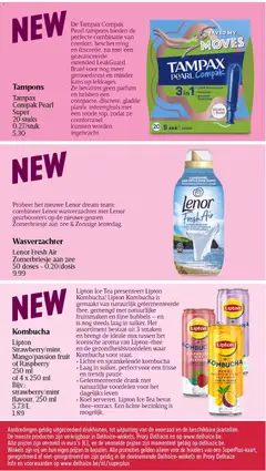 Lipton Strawberry/mint, Mango/passion fruit of Raspberry, Kombucha, 250 ml of 4 x 250 ml. Bijv.: strawberry/mint flavour, 250 ml - Voorbeeld van een folder van Delhaize, geldig van 28.05.2026 | Pagina: 44