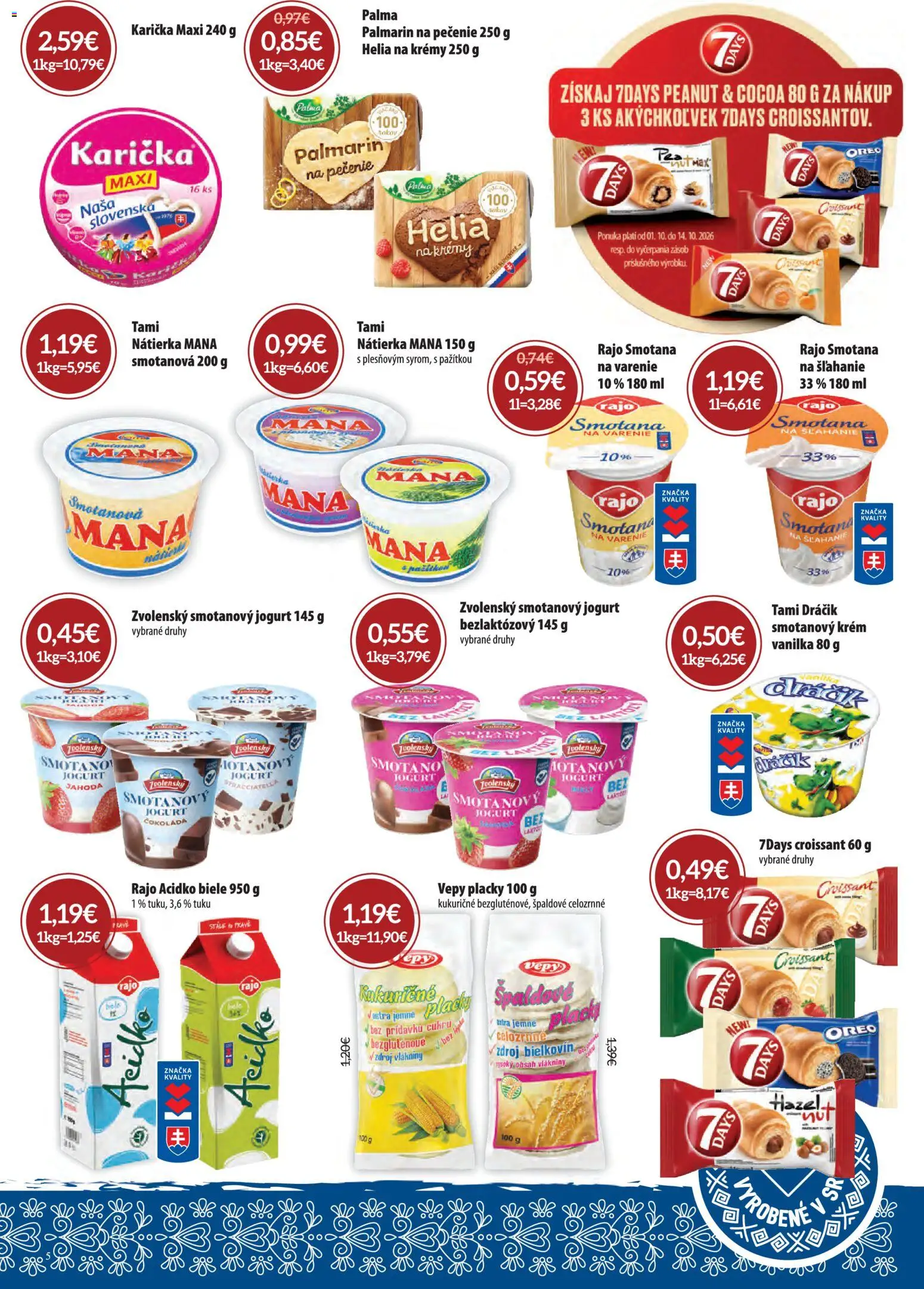 Nové Nitrazdroj akcie – leták je platný od 01.10.2026 | Strana: 5 | Produkty: Jogurt, Palmarin, Smotanový krém, Acidko