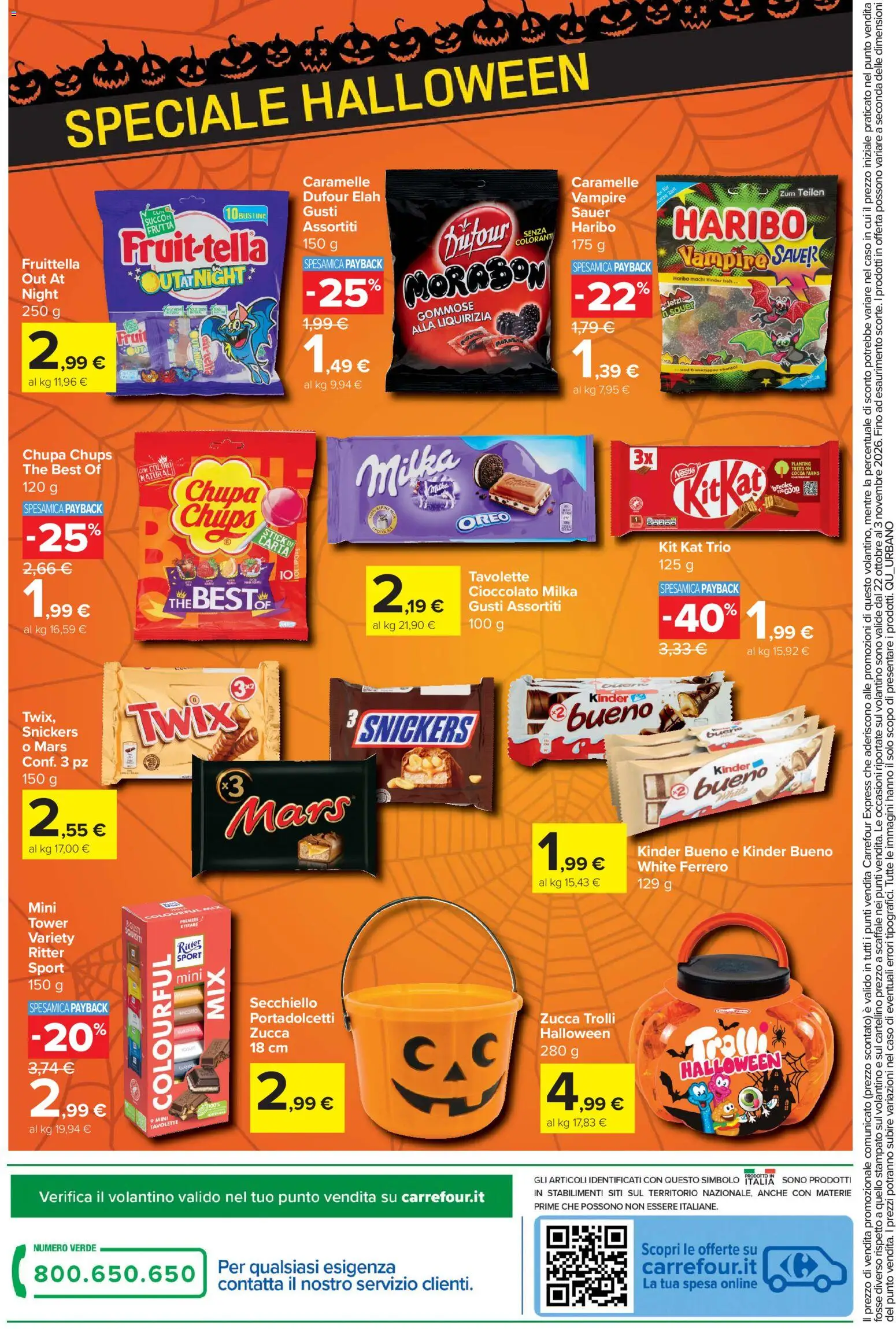 Volantino Carrefour del 22/10/2026 | Pagina: 20 | Prodotti: Zucca, The, Oreo, Snickers
