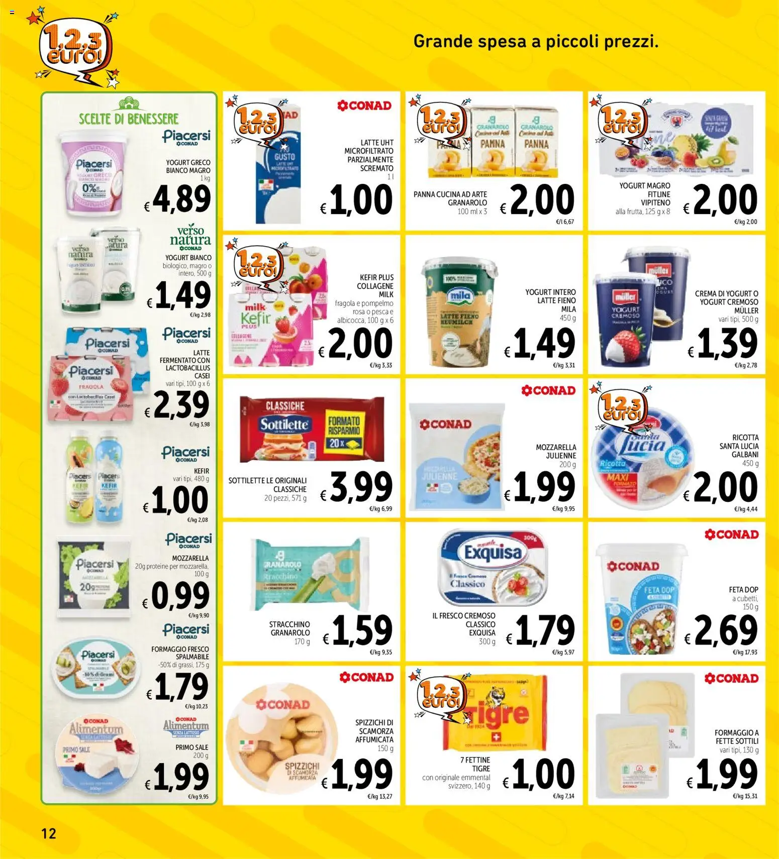 Volantino Spazio Conad del 11/08/2026 | Pagina: 12 | Prodotti: Yogurt, Sale, Pesca, Yogurt bianco