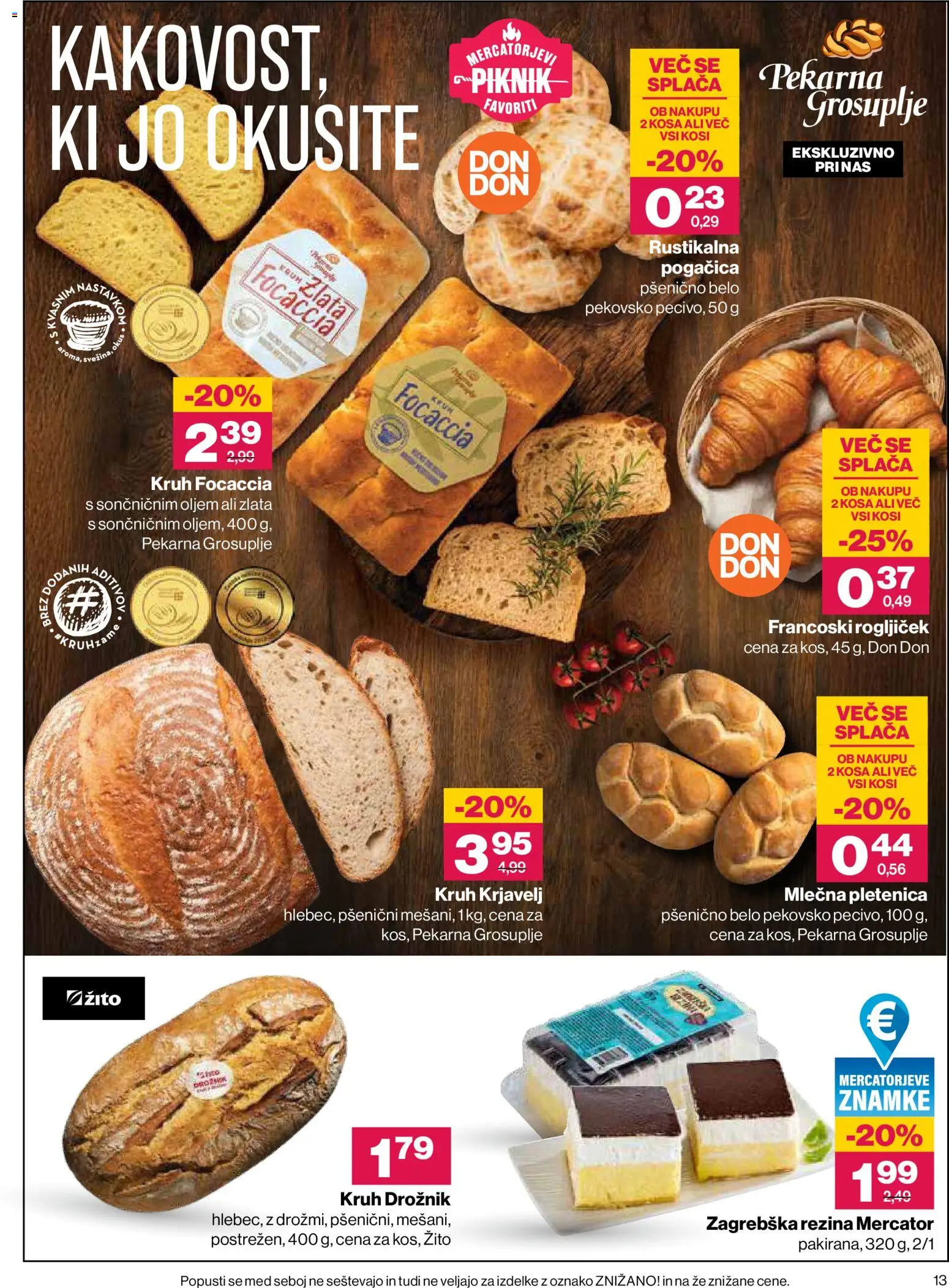 Novi Mercator katalog ponudbe – veljaven od 30.07.2026 | Stran: 13 | Izdelki: Med, Kvas, Pekarna, Kos