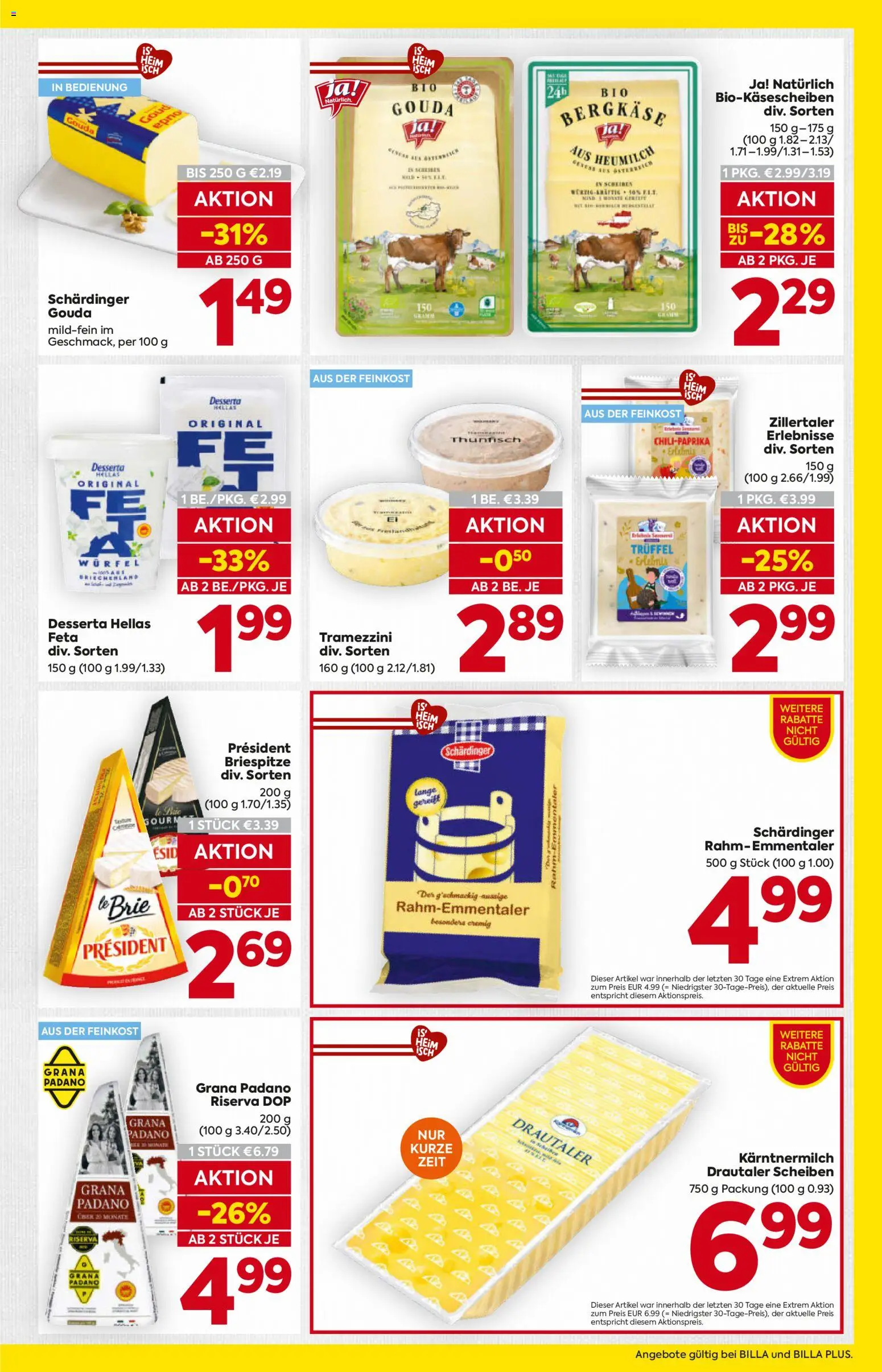 Billa AT akciós ujság - amely érvényes a következő dátumtól: 2026.08.27. | Oldal: 11 | Termékek: Lé, Président, Gouda, Brie