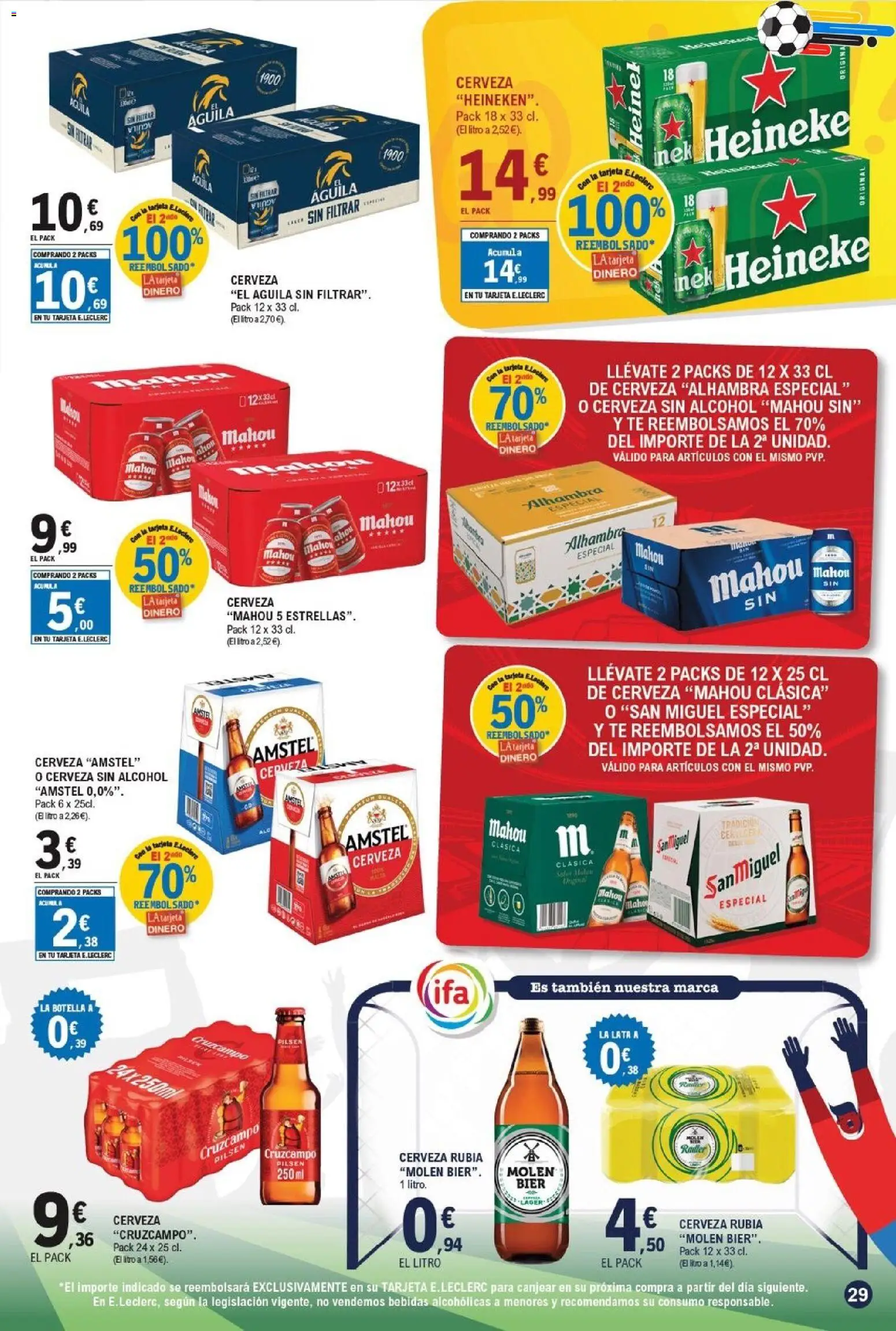 E.Leclerc folleto Gool │ válido desde el 03.06.2026 | Página: 29 | Productos: Cerveza sin alcohol, Cerveza, Té, Σπανάκι