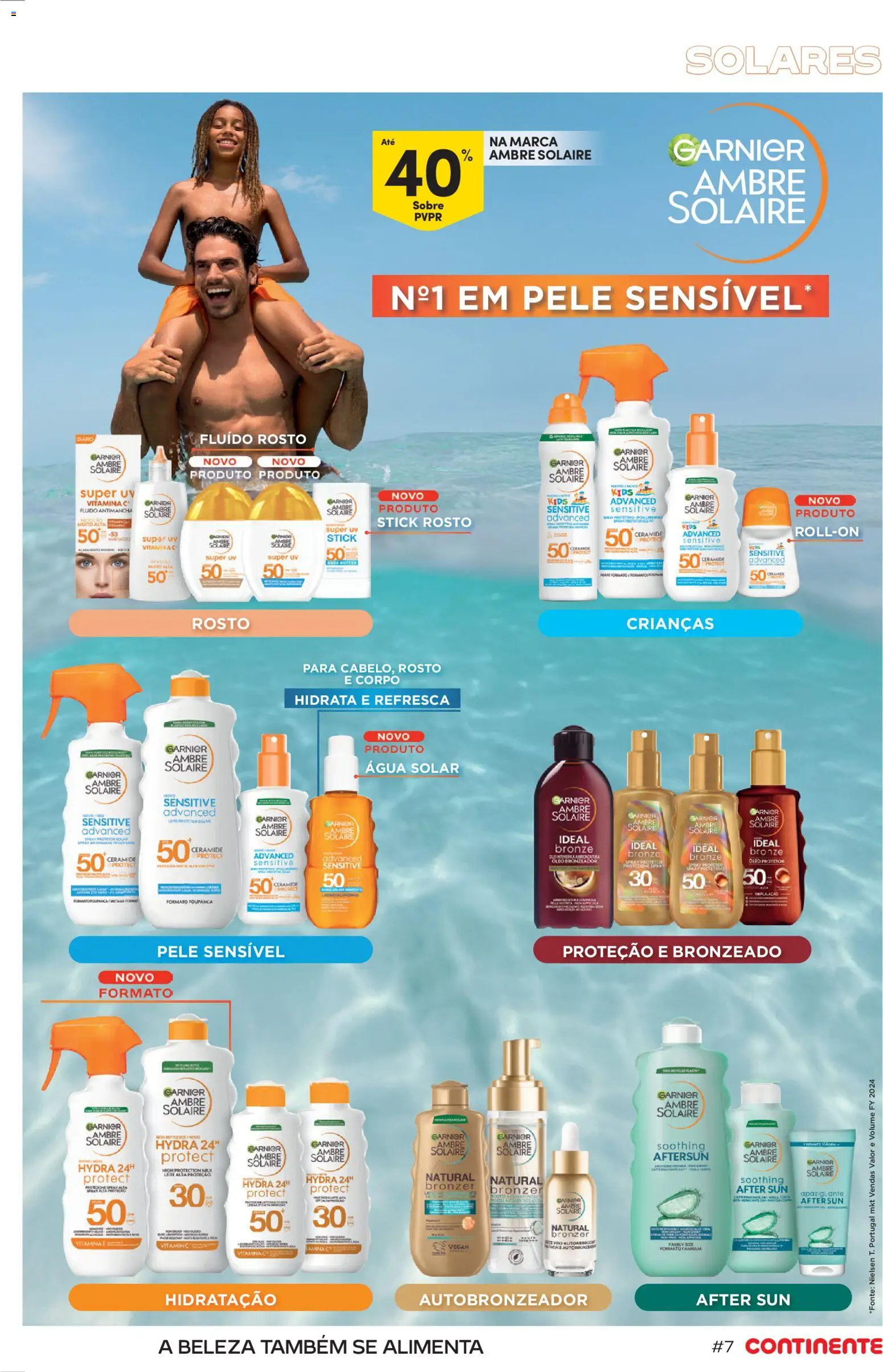 Continente Beleza: Ingridientes para uma pele de verão │ válido de 19.05.2026 | Página: 7 | Produtos: Agua, Protetor solar, Bronzer, Leite