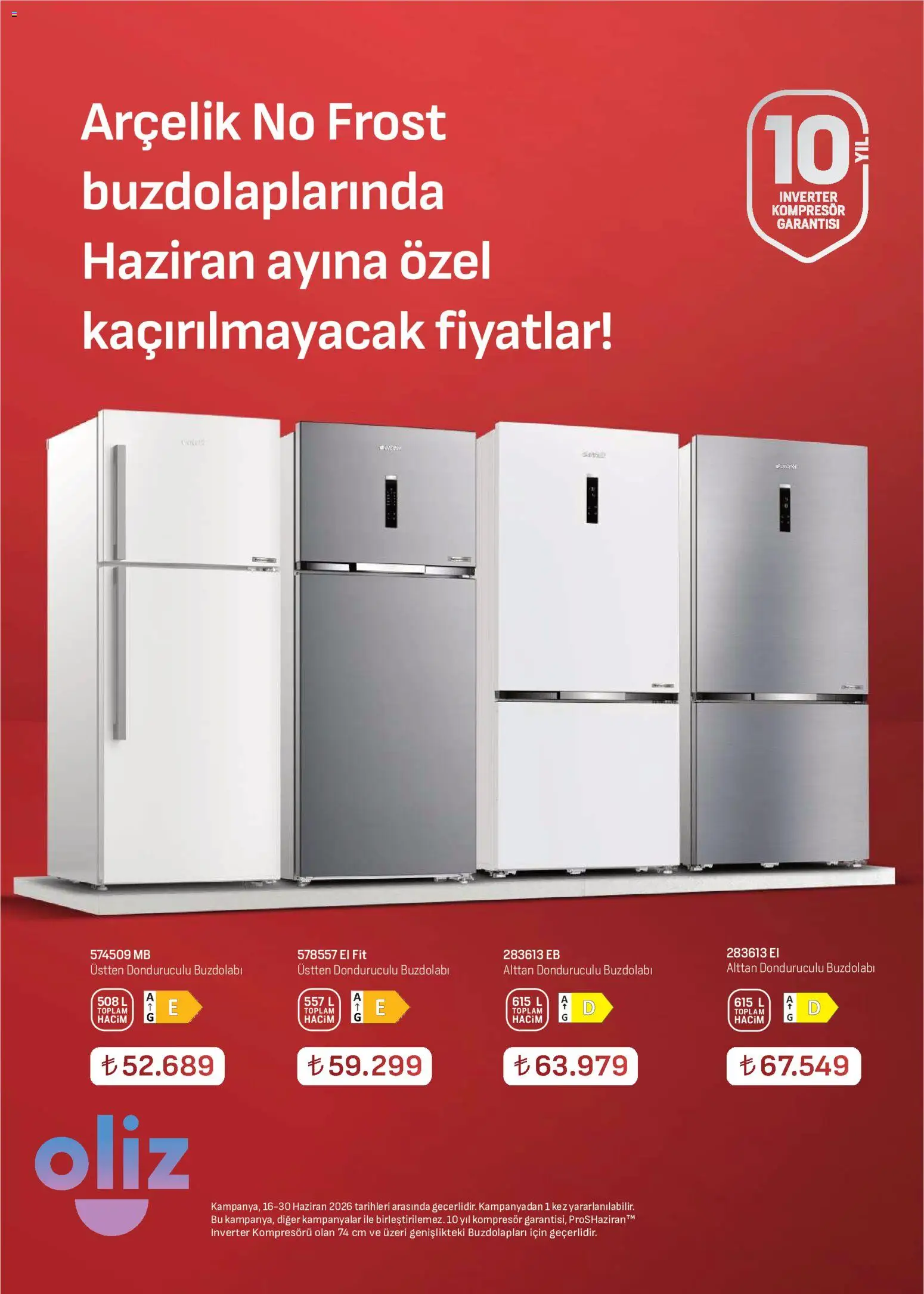 Arçelik - Arçelik Genel Kataloğu - 16 Haziran 2026 tarihinden itibaren geçerlidir | Sayfa: 11 | Ürünler: Buzdolabı