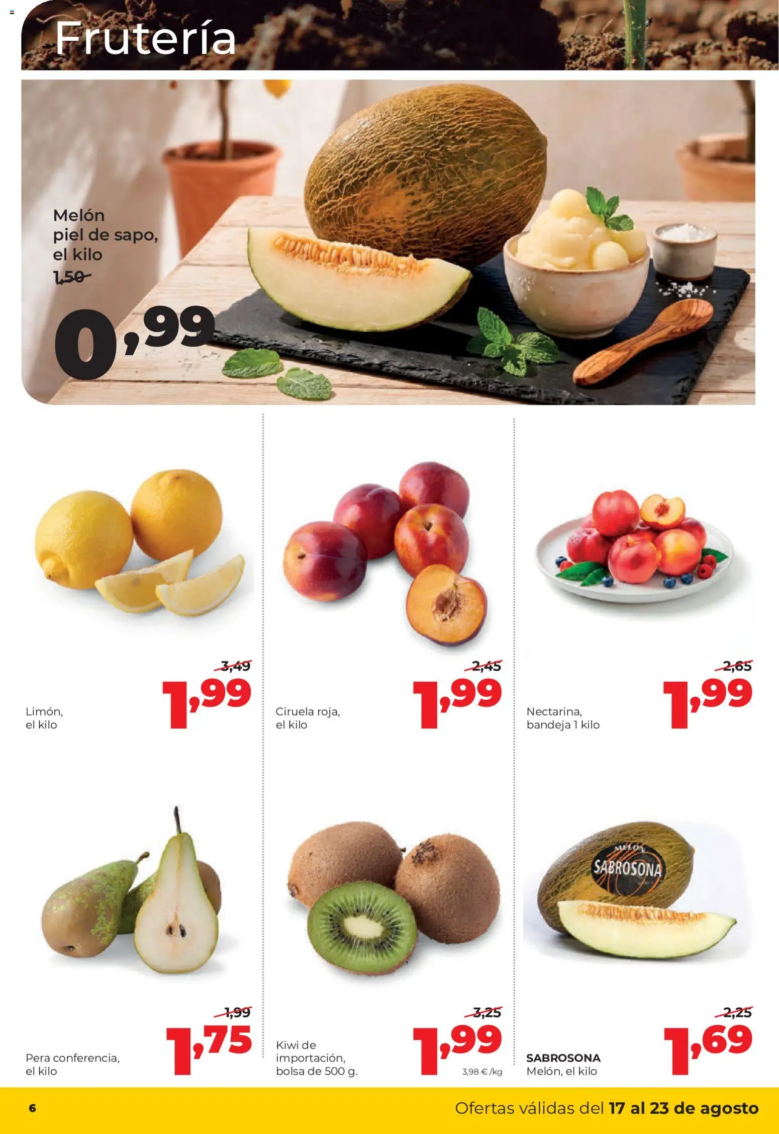 Alimerka folleto │ válido desde el 17/08/2026 | Página: 6 | Productos: Melón, Kiwi, Bolsa, Bandeja