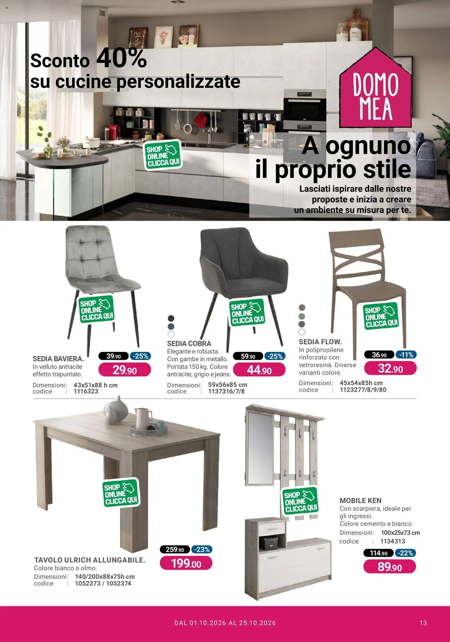 Volantino CFadda del 01/10/2026 | Pagina: 13 | Prodotti: Mobile, Tavolo, Sedia, Cemento