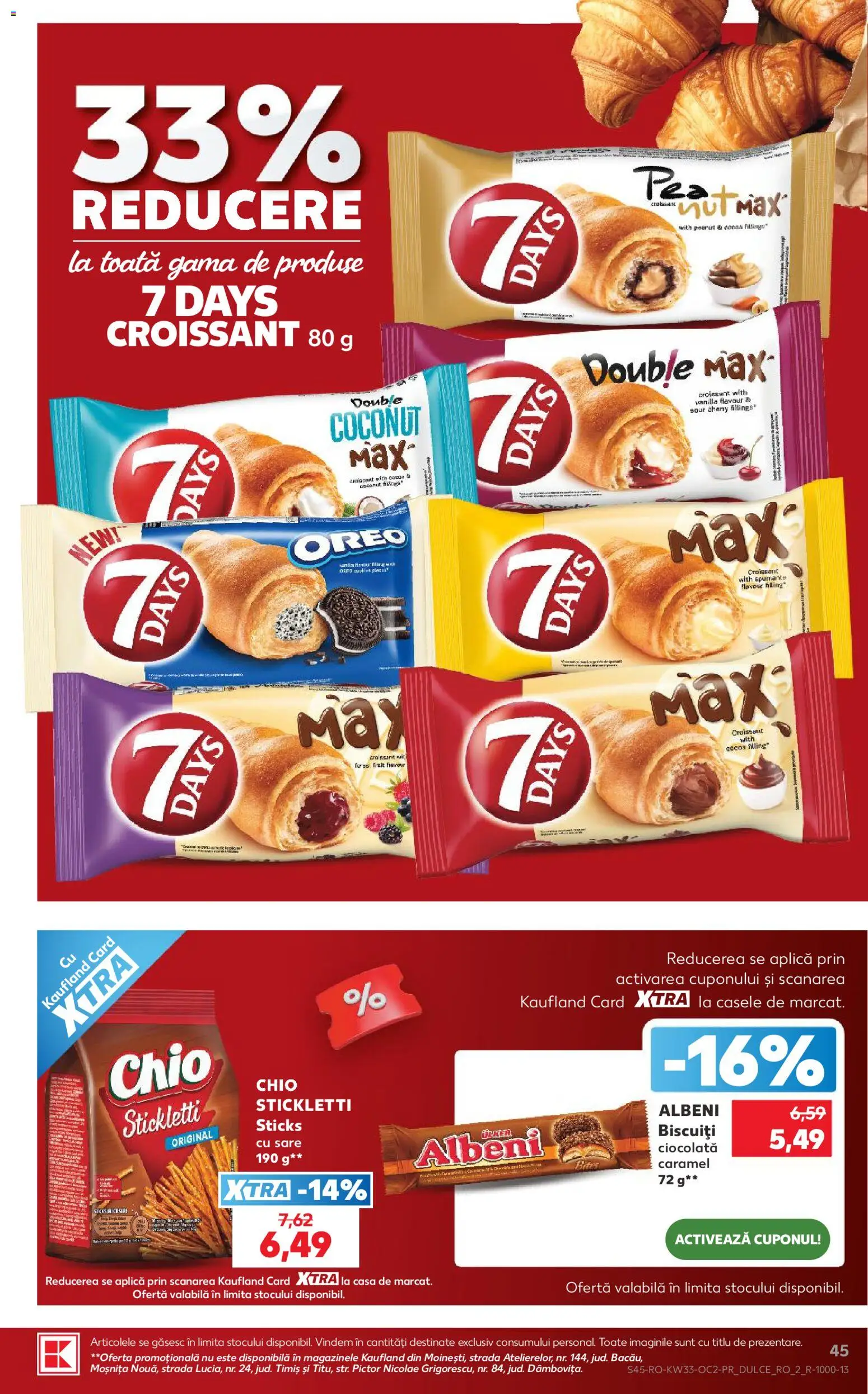 Noul catalog Kaufland – valabil de la 12.08.2026 | Pagină: 45 | Produse: Croissant, Aplică, Ciocolată, Biscuiți