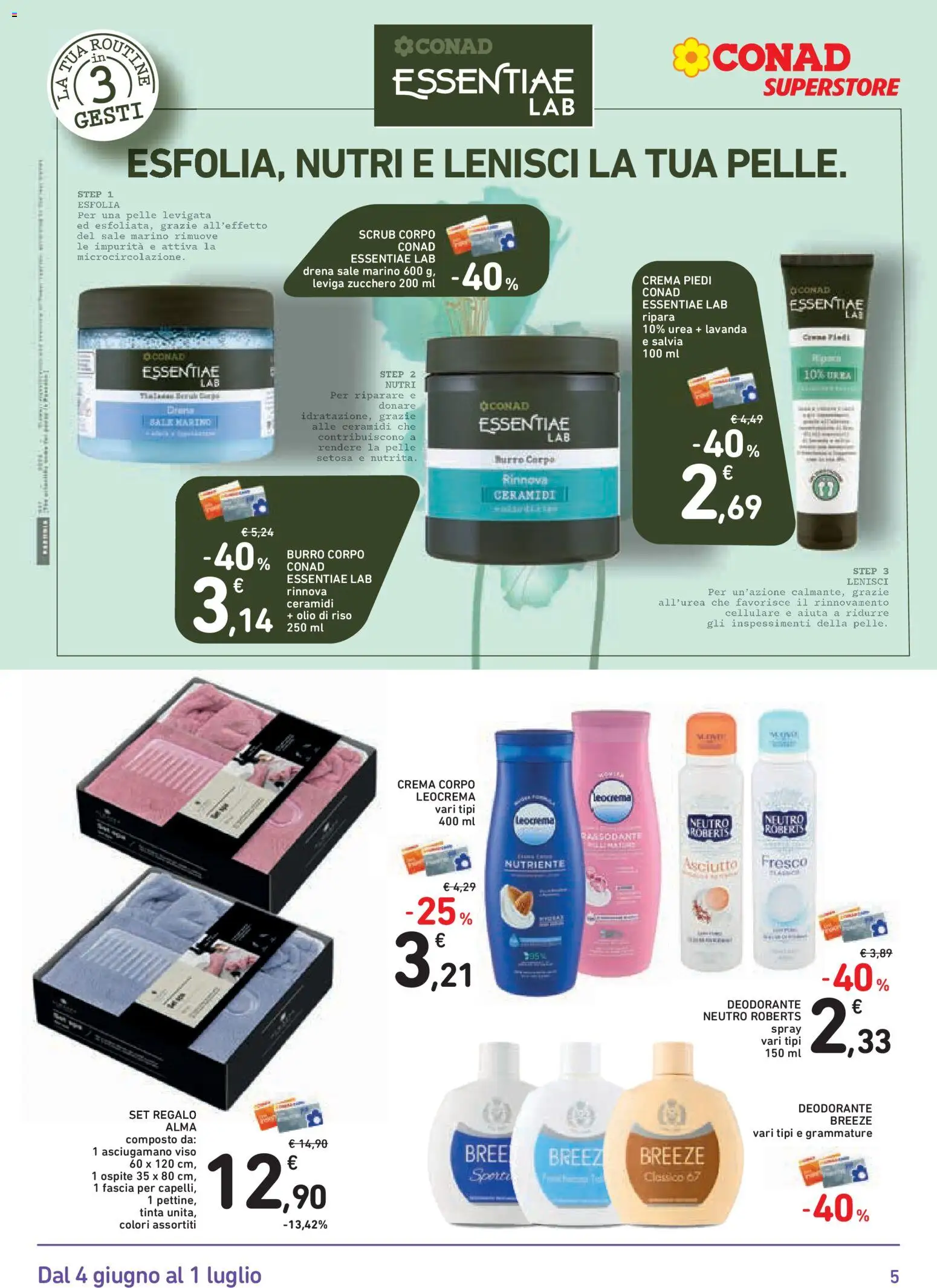 Volantino Conad del 04.06.2026 | Pagina: 5 | Prodotti: Crema, Deodorante, Riso, Sale