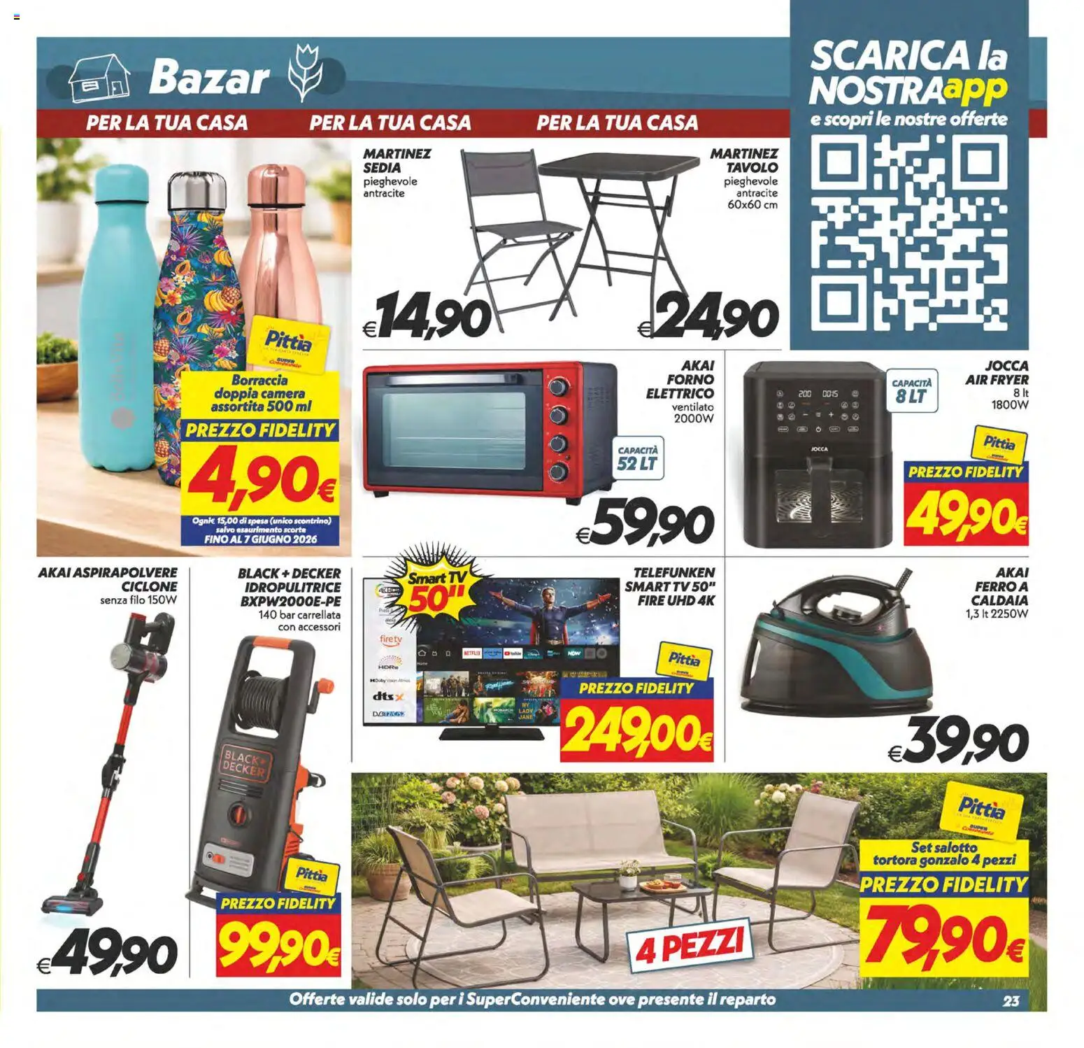 Volantino SuperConveniente del 19.05.2026 | Pagina: 23 | Prodotti: Caldaia, Aspirapolvere, Borraccia, Tavolo