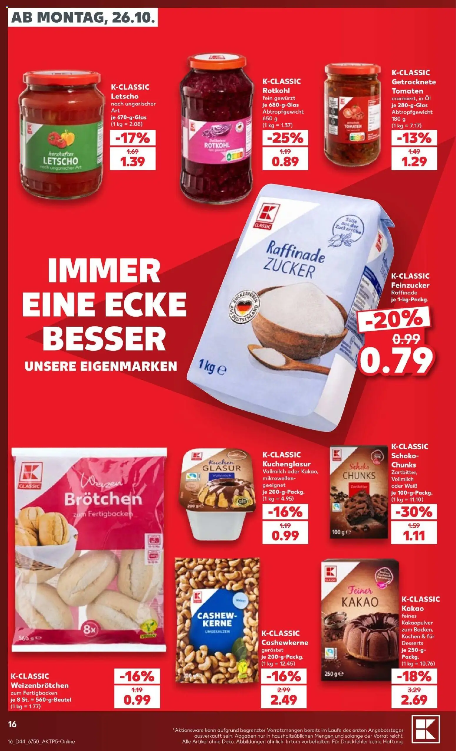 Kaufland Prospekt Berlin – gültig ab 25.10.2026 | Seite: 16 | Produkte: Rotkohl, Tomaten, Zucker, Kuchen