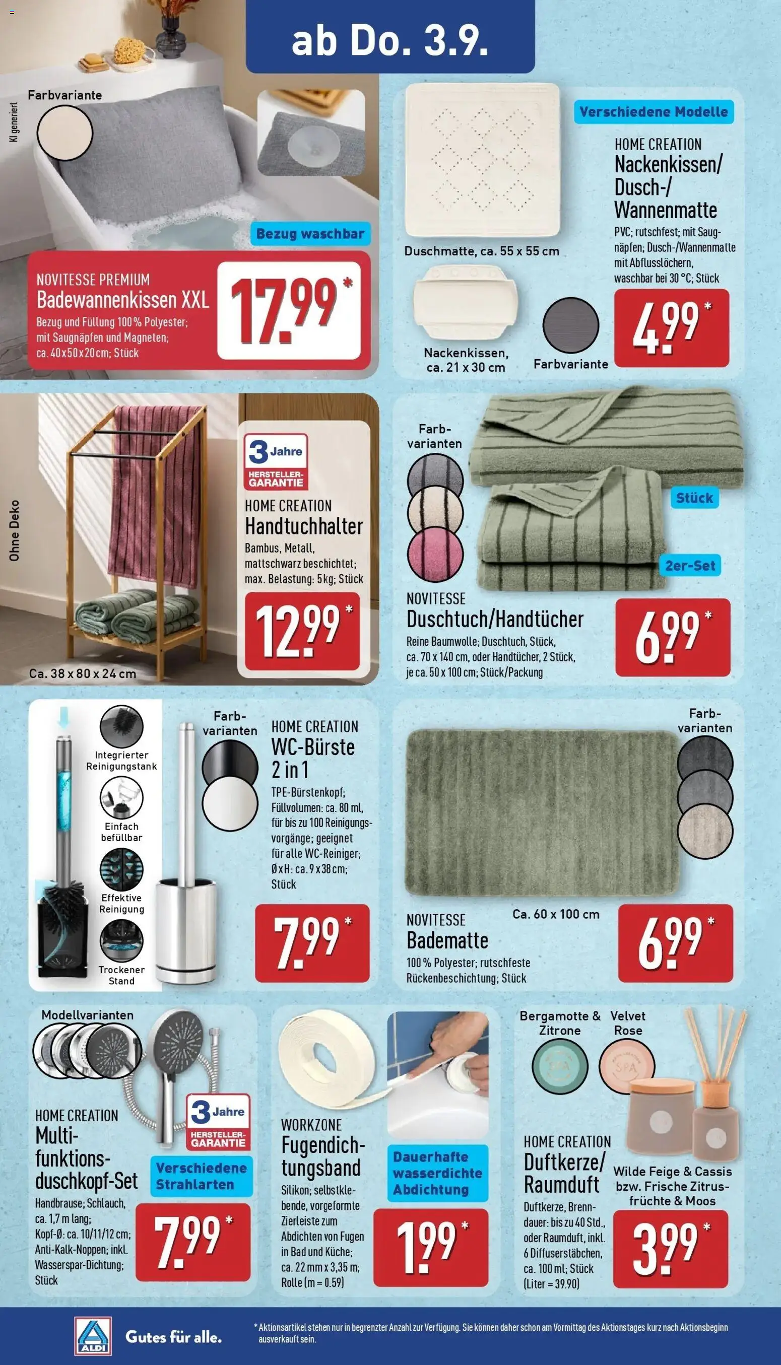 Aldi Aktueller Prospekt (ab 31.08.2026) » Angebote Online | Seite: 22 | Produkte: Bad, Handtuchhalter, Zitrone, Home creation
