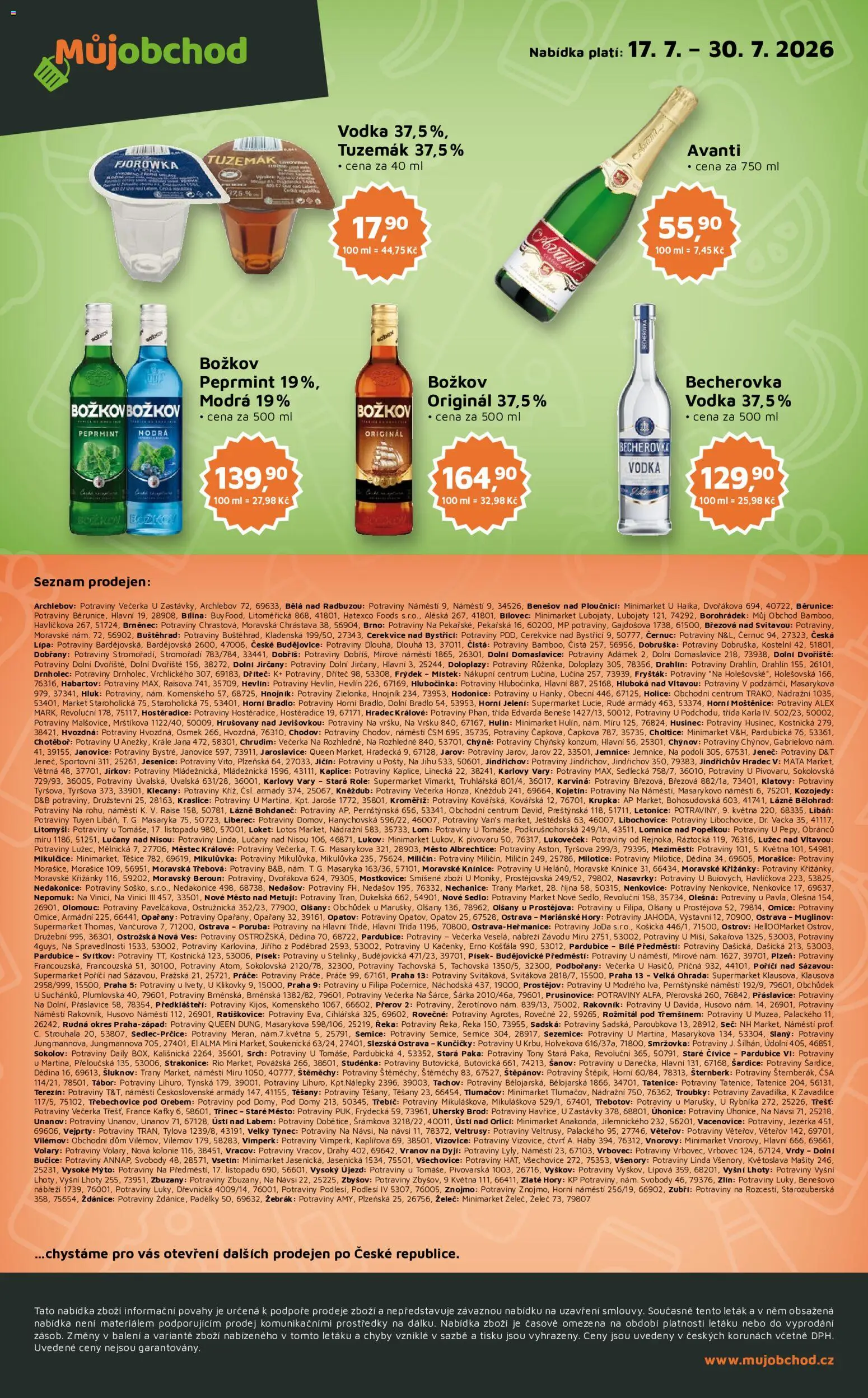 Můj obchod leták - Brand od 17.07.2026 | Strana: 4 | Produkty: Vodka, Becherovka, Božkov originál, Tuzemák