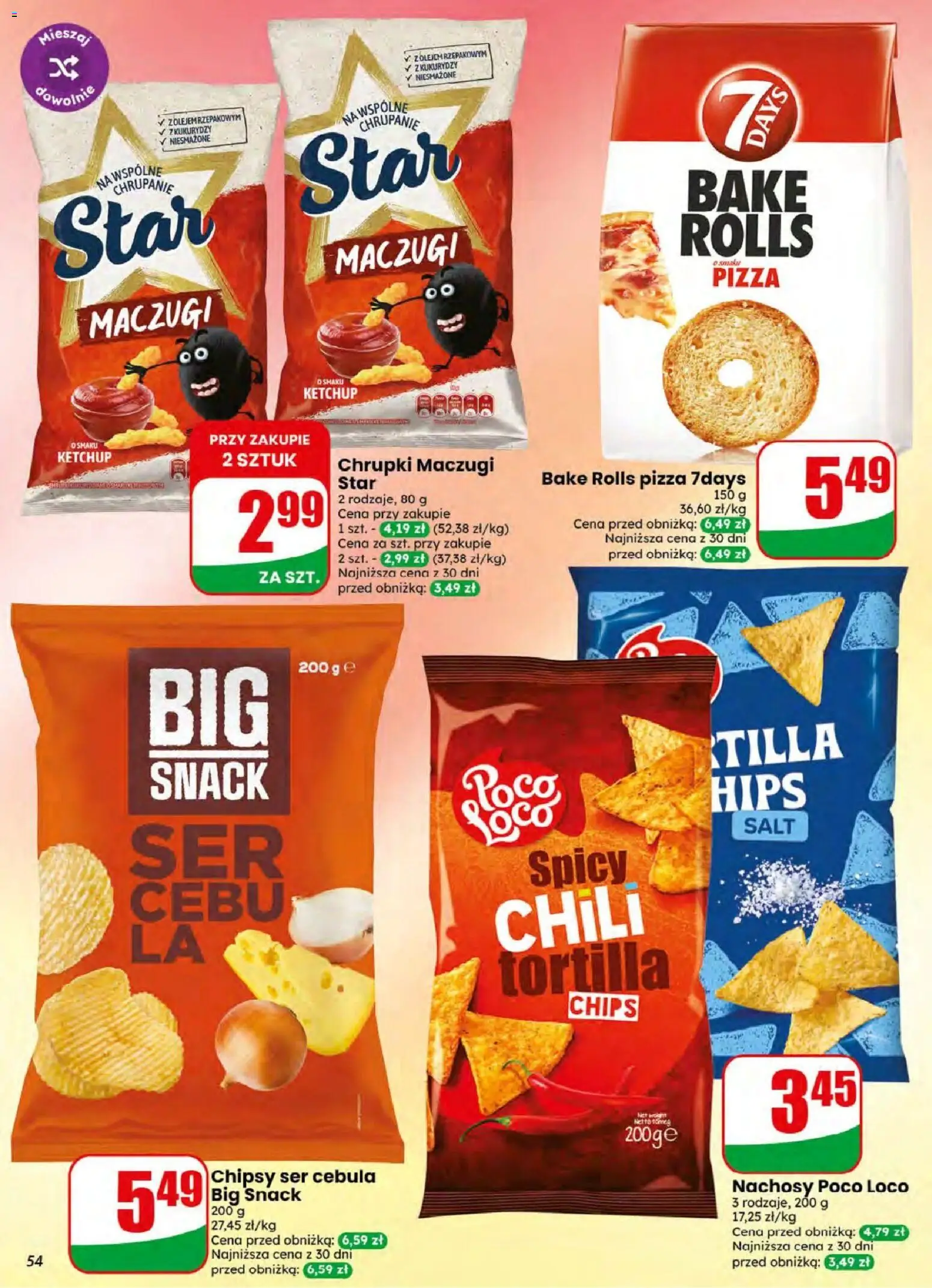 Dino gazetka od 08.07.2026 | Strona: 54 | Produkty: Chipsy, Chrupki, Tortilla, Ser