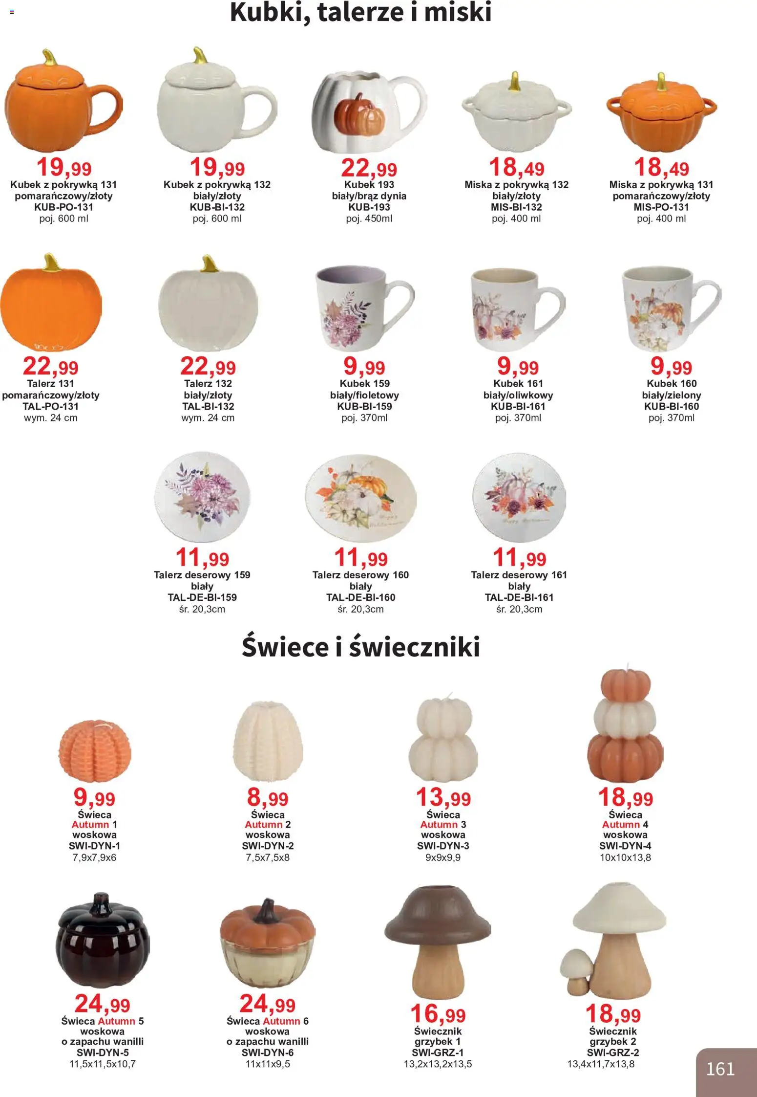Bodzio Katalog od 01.08.2026 | Strona: 161 | Produkty: Dynia, Talerze, Świece