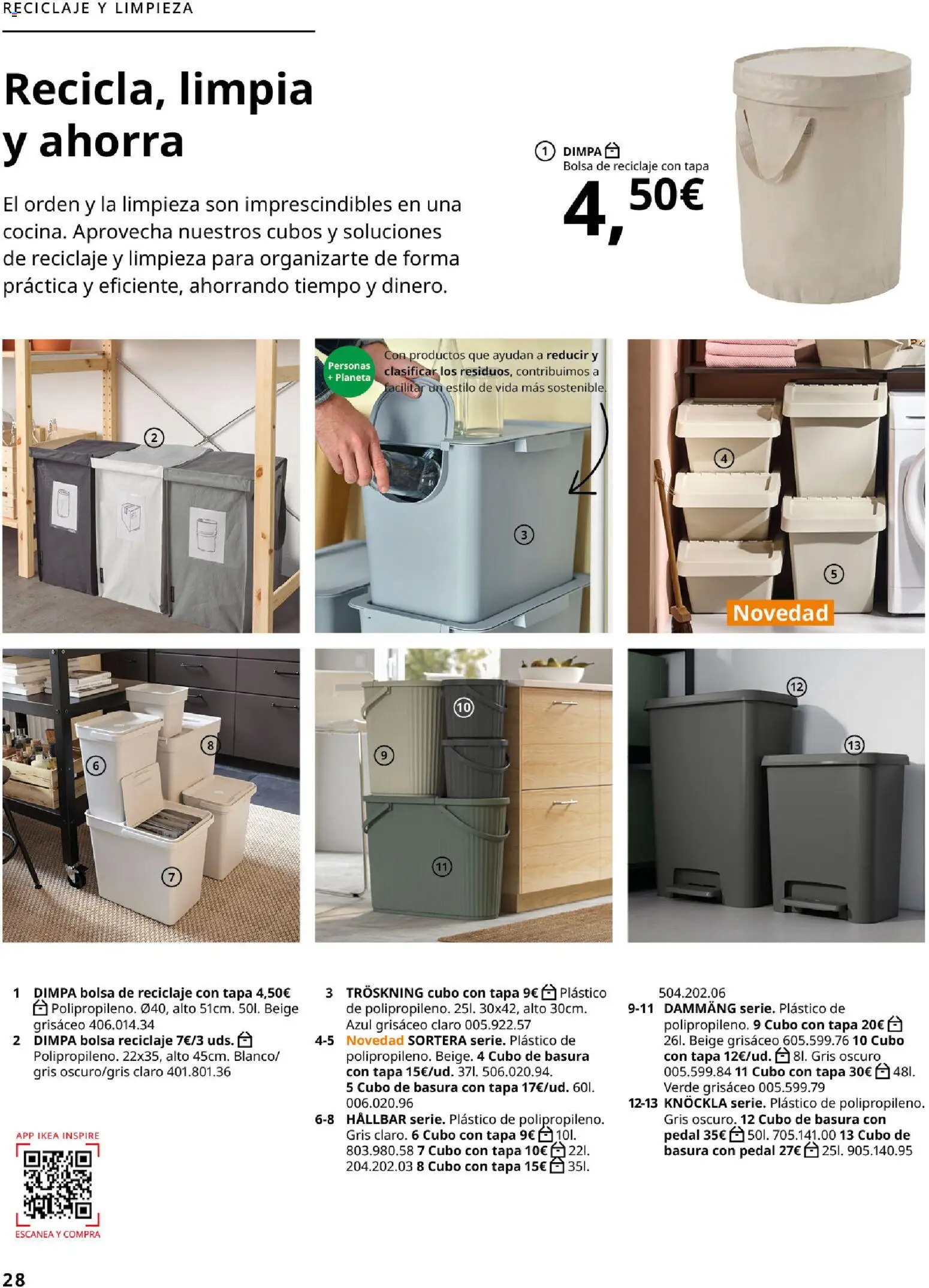Catálogo IKEA Accesorios y decoración │ válido desde el 01/02/2026 | Página: 28 | Productos: Cubo con tapa, Bolsa, Cubo de basura